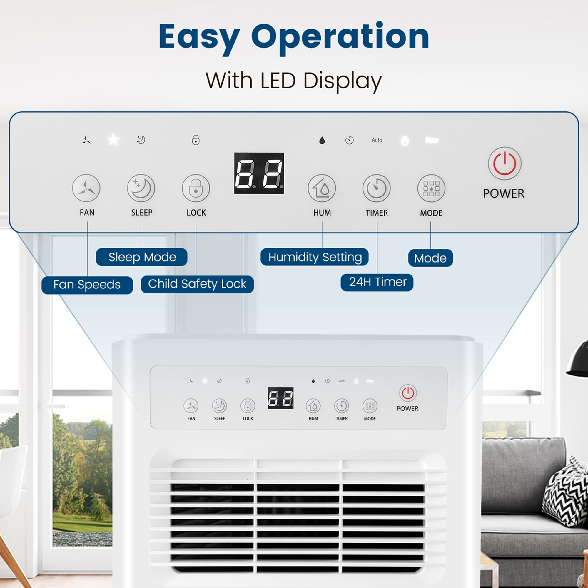 Costway 32 Pint Portable Dehumidifier for Basements and Homes (Yellow, 2500 sq ft) dk5vj