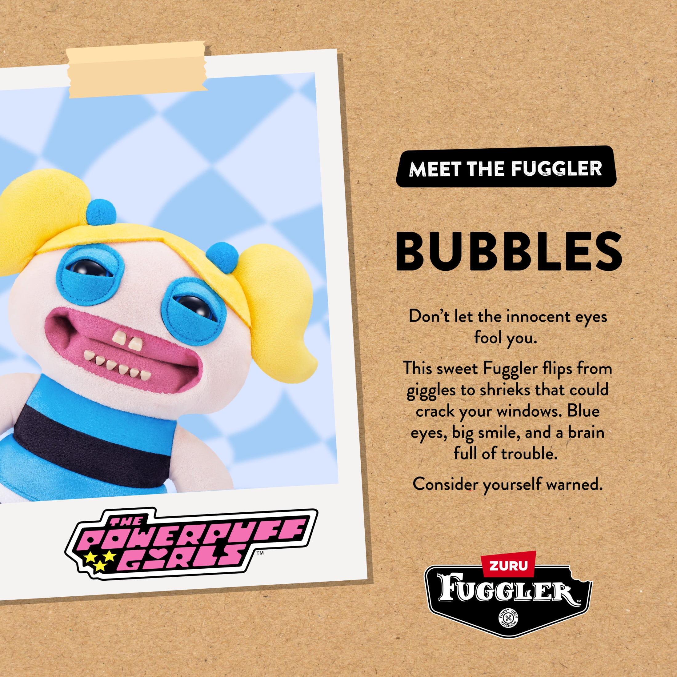 Fuggler Powerpuff Girls Bubbles Plush Toy, Funny Ugly Monster Stuffed Animal (Blue, 9 in) 0wn38