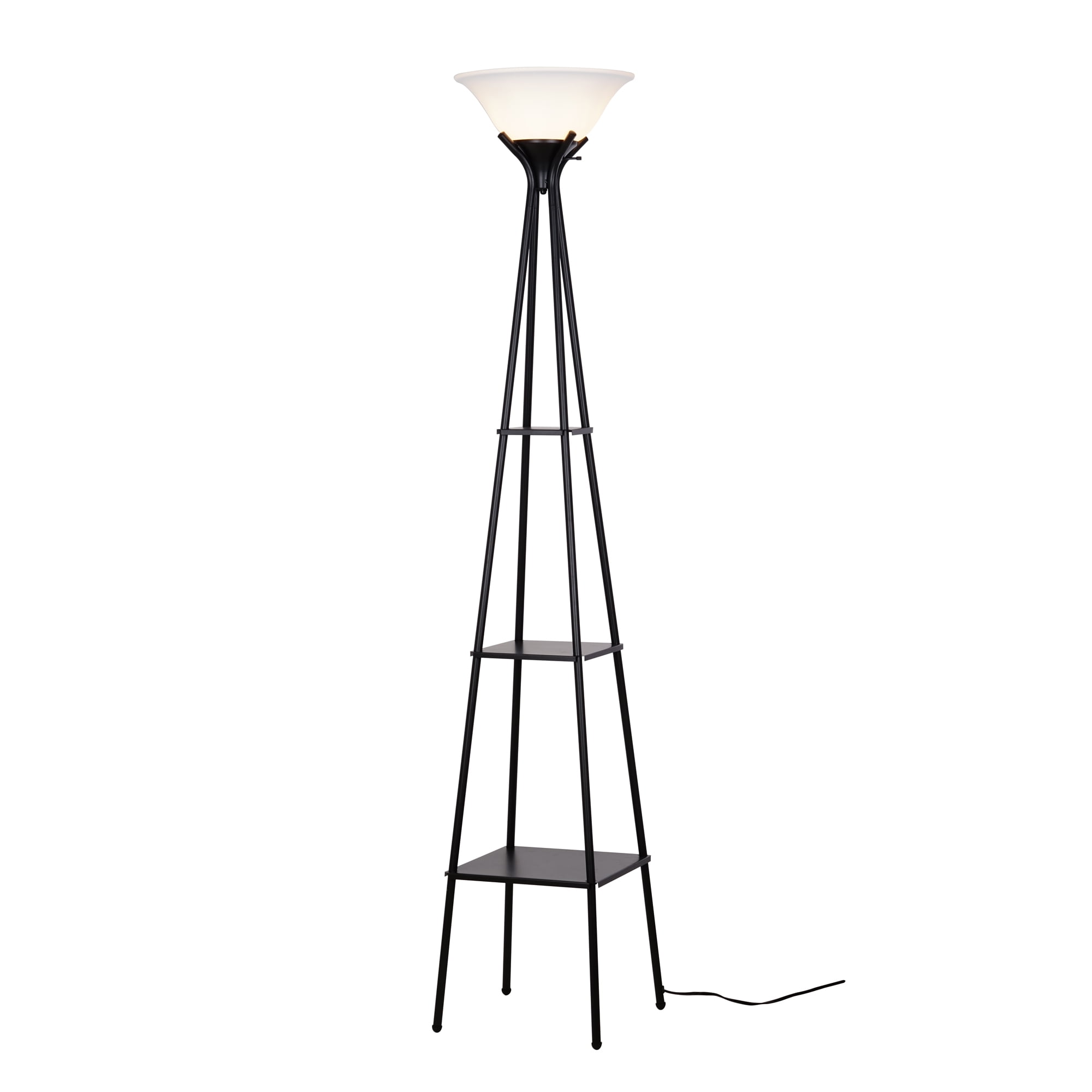 Mainstays Etagere Floor Lamp with Shelves, Charcoal Metal Finish (69 in H x 13 in W) yv1q5