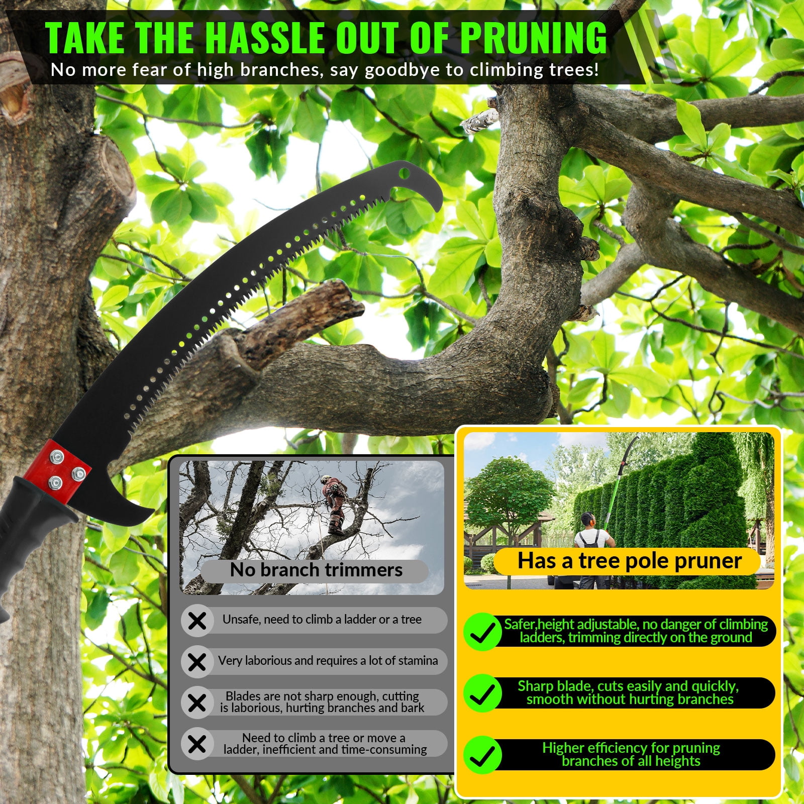 DWALE Extendable Tree Pole Pruner Manual Branch Trimmer with Saw Blade (30 ft) 4fog0 - Image 2