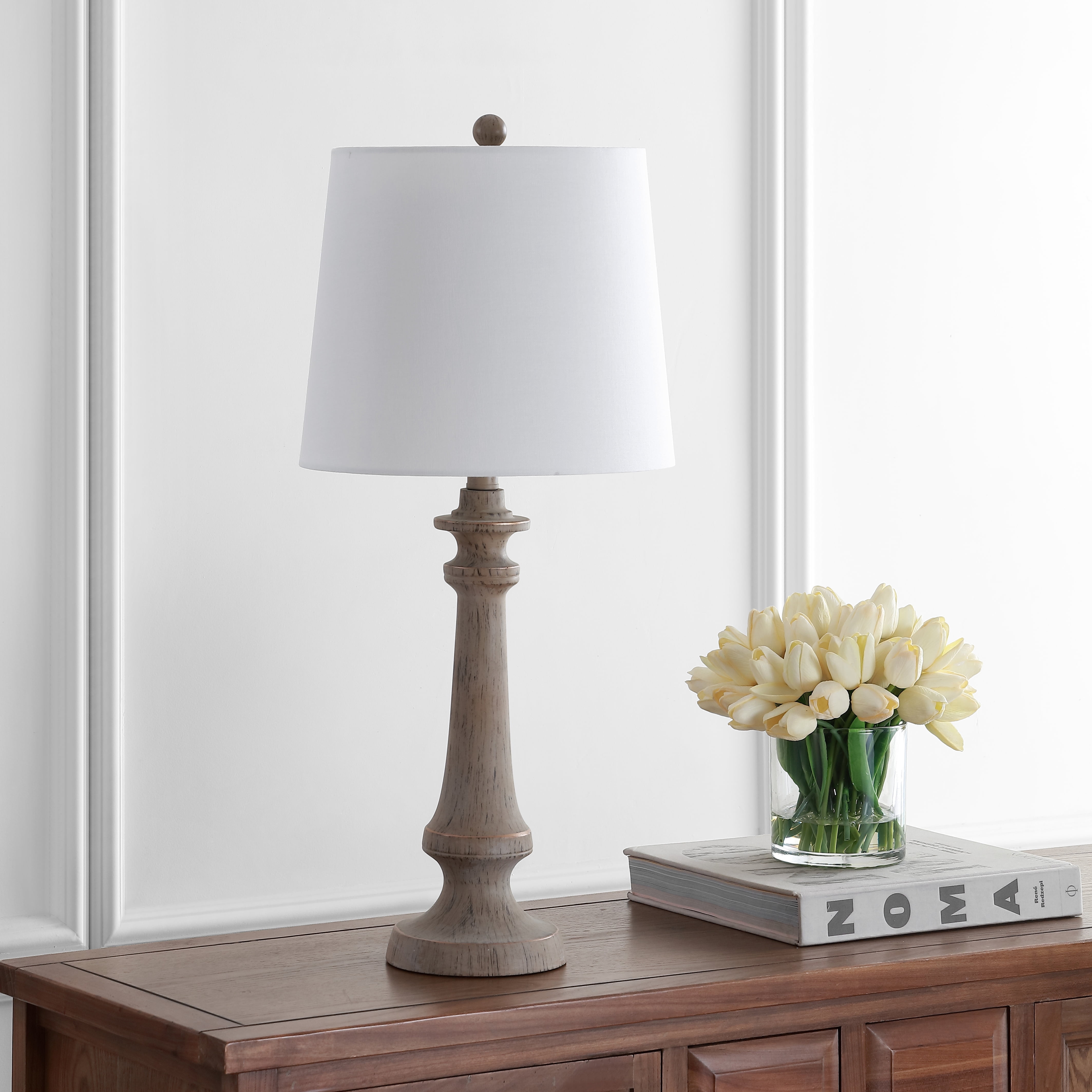 Safavieh Rhett Traditional Rustic Table Lamp with Beige Shade (Antique Brown, 28 in. H) pfo5h