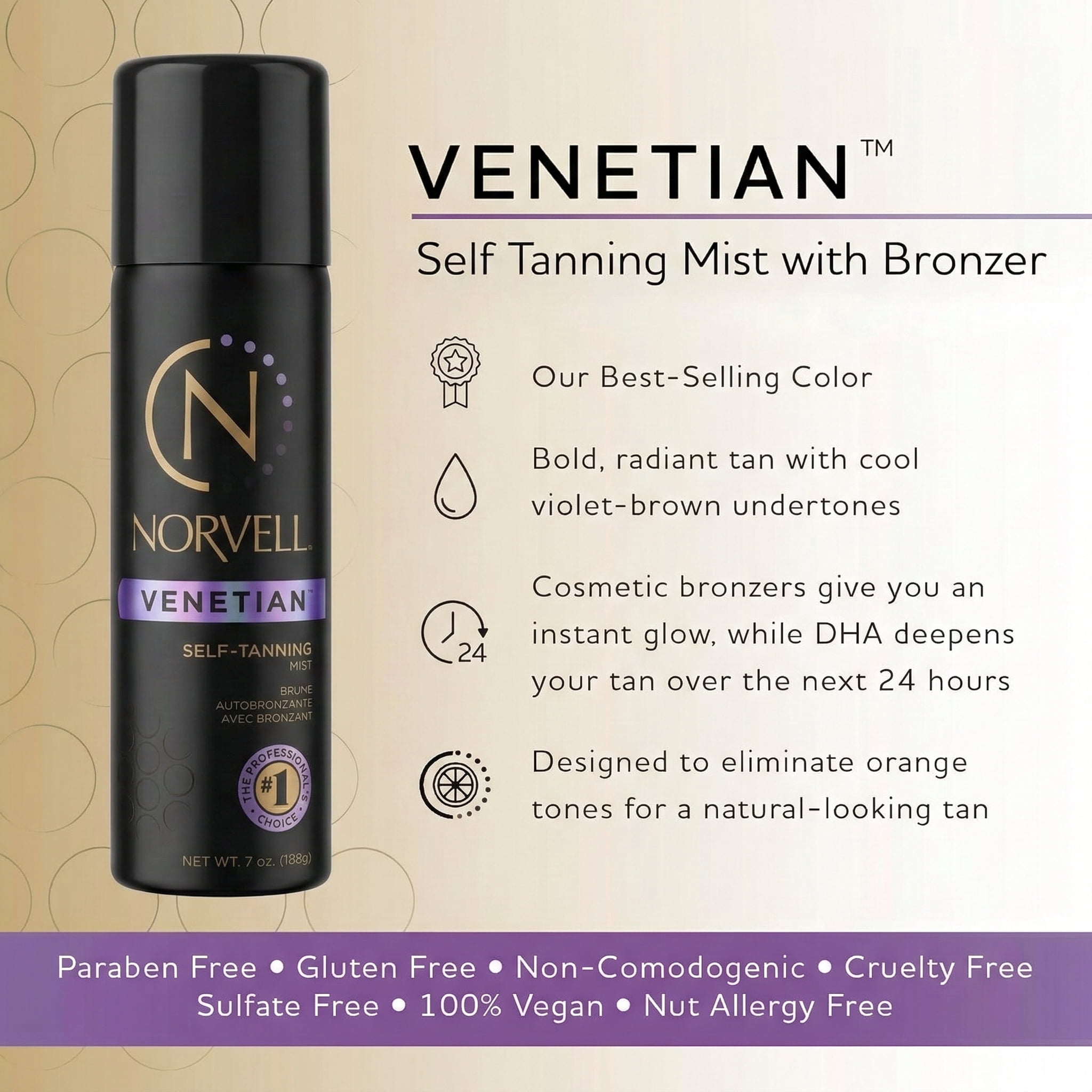 Norvell Venetian Self Tanning Mist with Bronzer (Cool Brown, 7 oz) 98syz