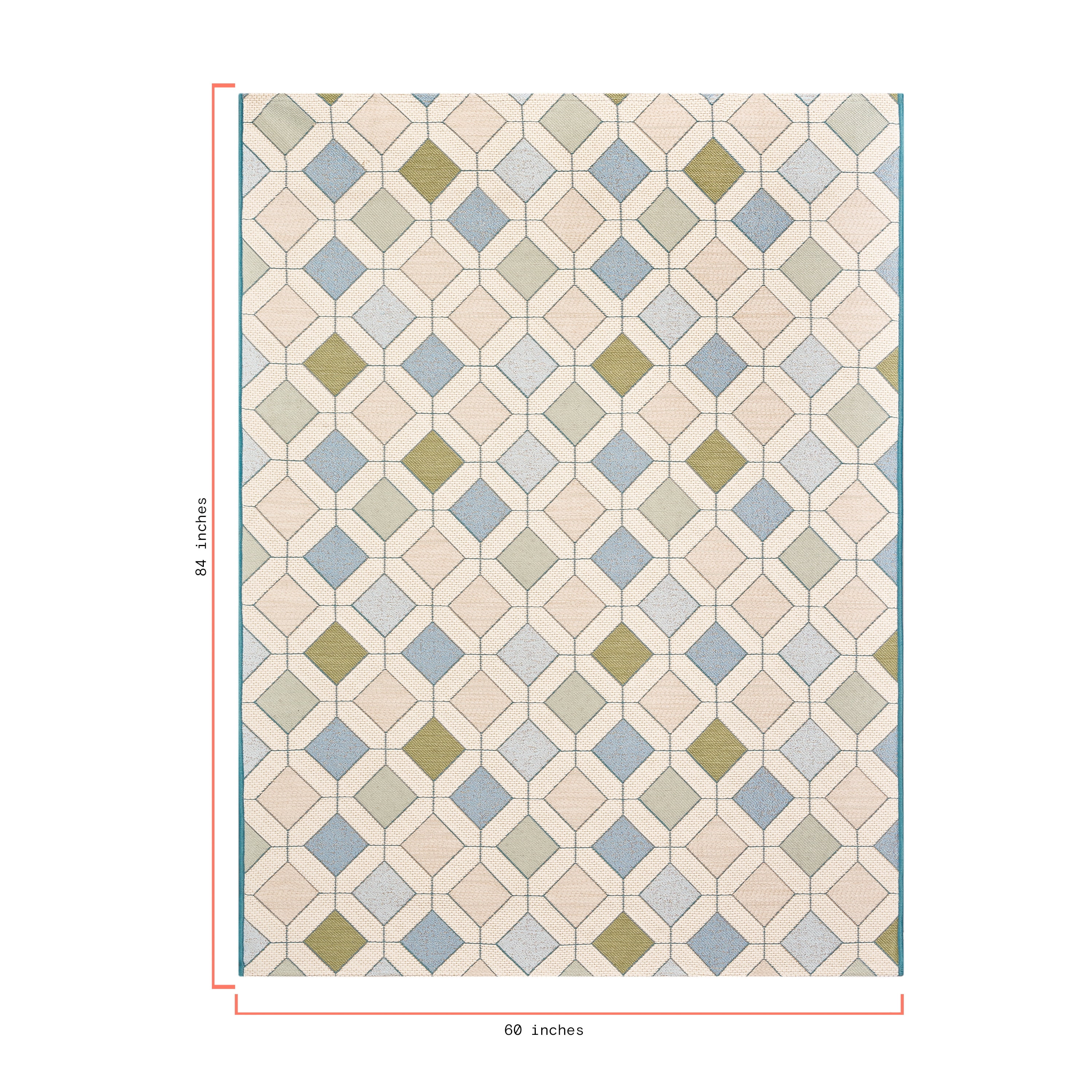 Beautiful by Drew Barrymore Tiles Outdoor Rug (Blue, 5 ft x 7 ft) ga2i4
