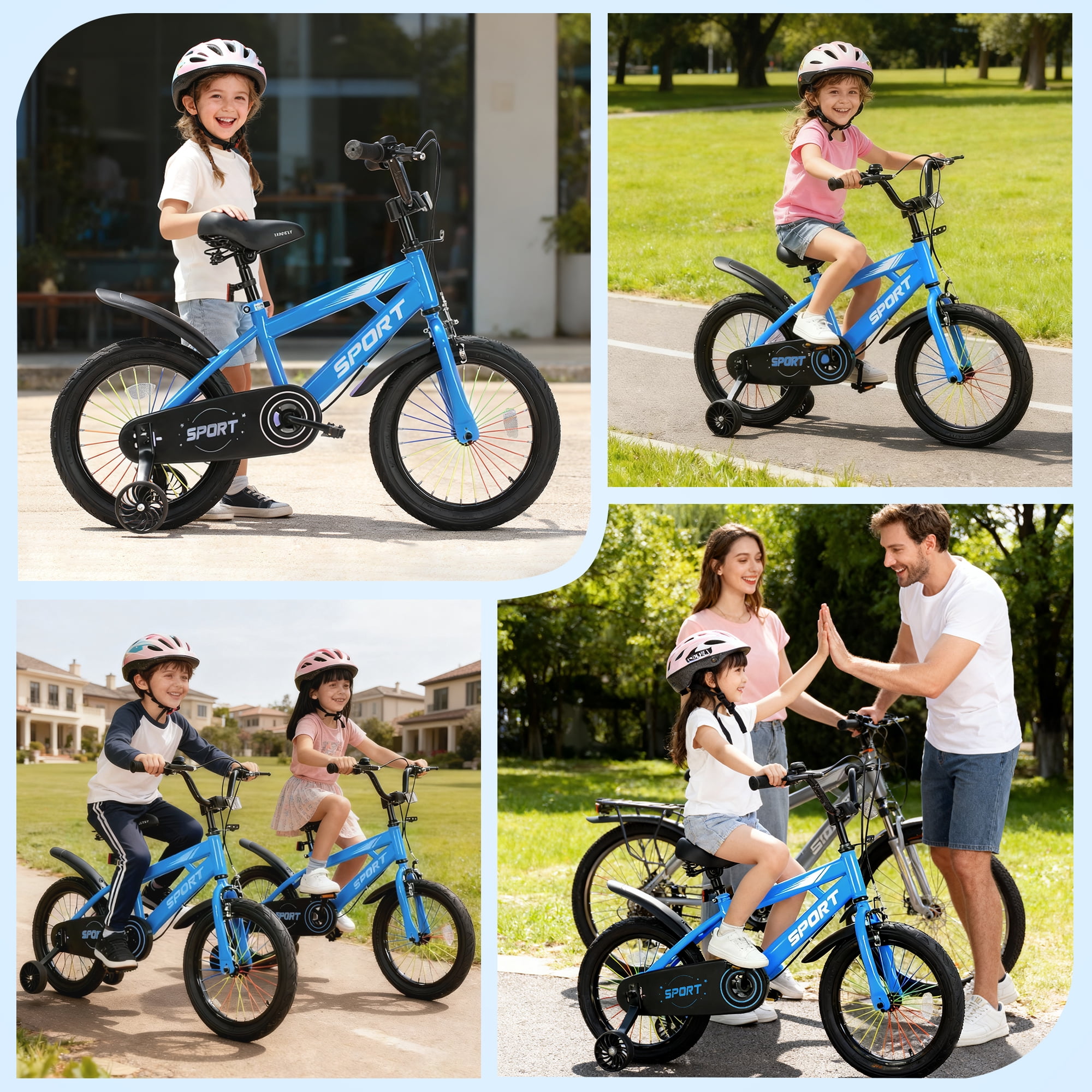 Lookfly 14-inch Kids Bike with Removable Training Wheels and Steel Frame (Blue, 14 in) oyaju