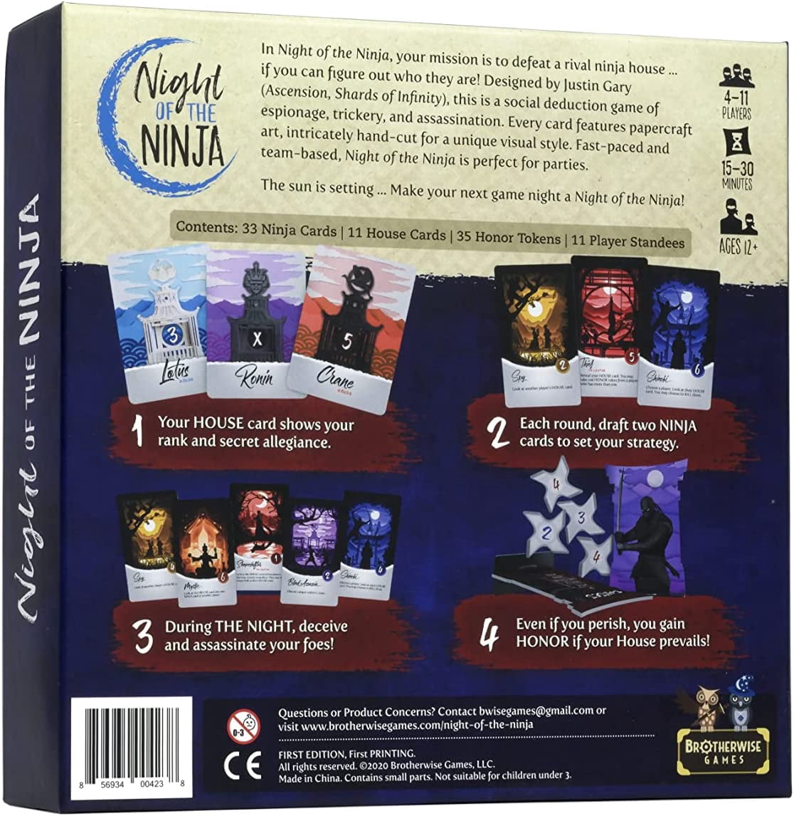 Brotherwise Games Night of the Ninja Social Deduction Strategy Card Game (1 Pack) asl14