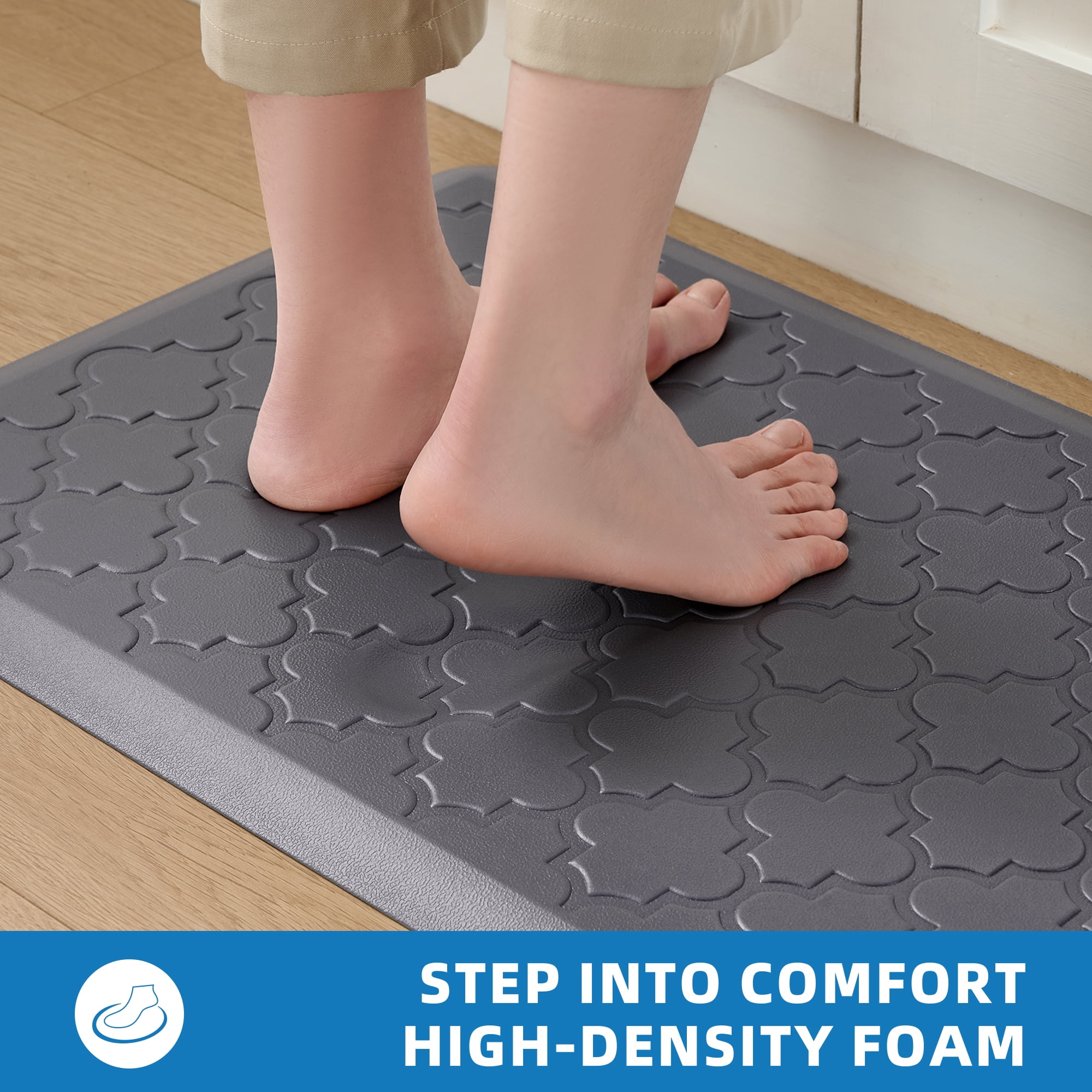 Galmaxs7 Anti-Fatigue Kitchen Mat, Ergonomic Memory Foam Floor Rug for Standing Comfort (Gray, 17 in x 29 in) ezevt