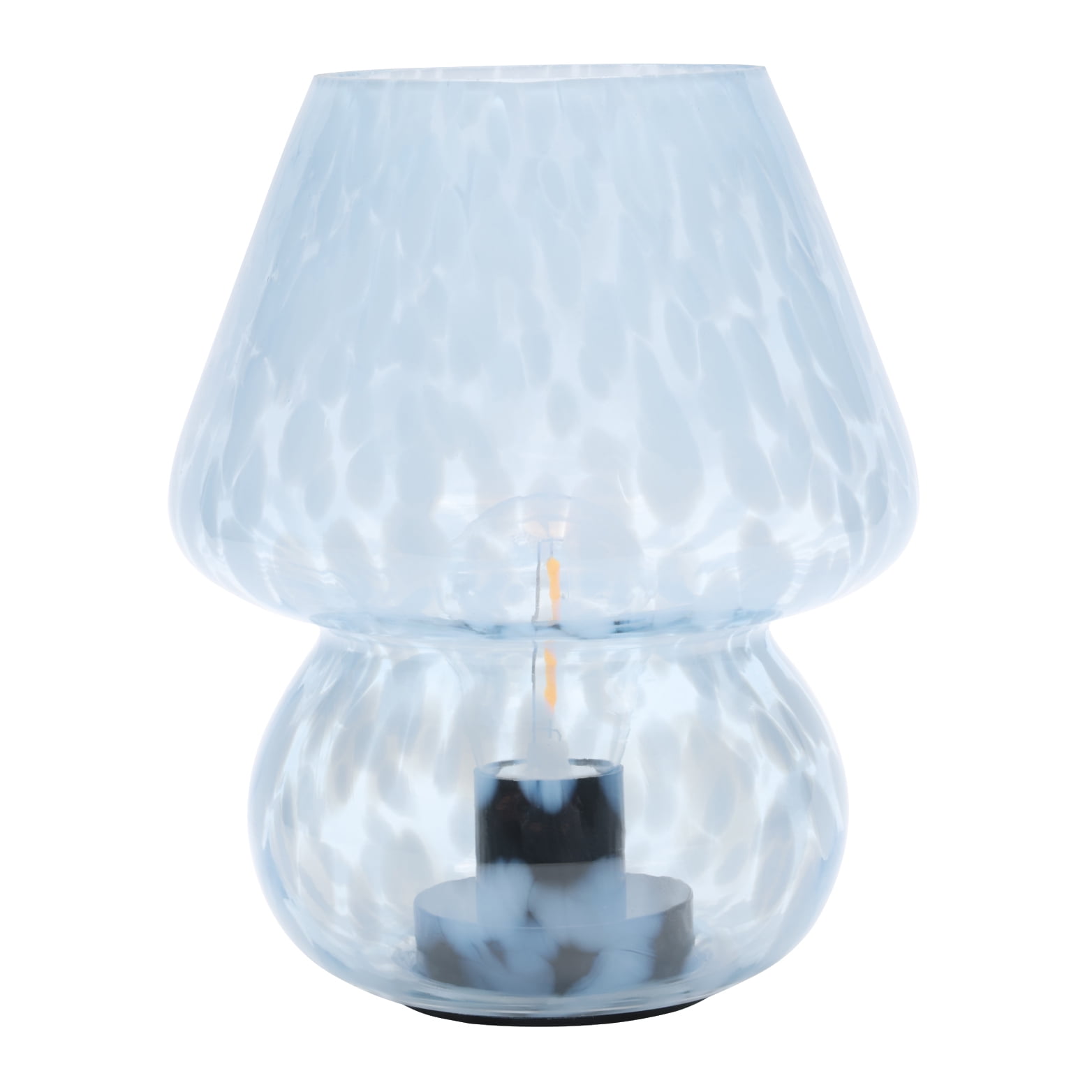 Urban Shop Mushroom Table Lamp, Tortoise Glass Accent Light (Blue, 8 in) 7tahg