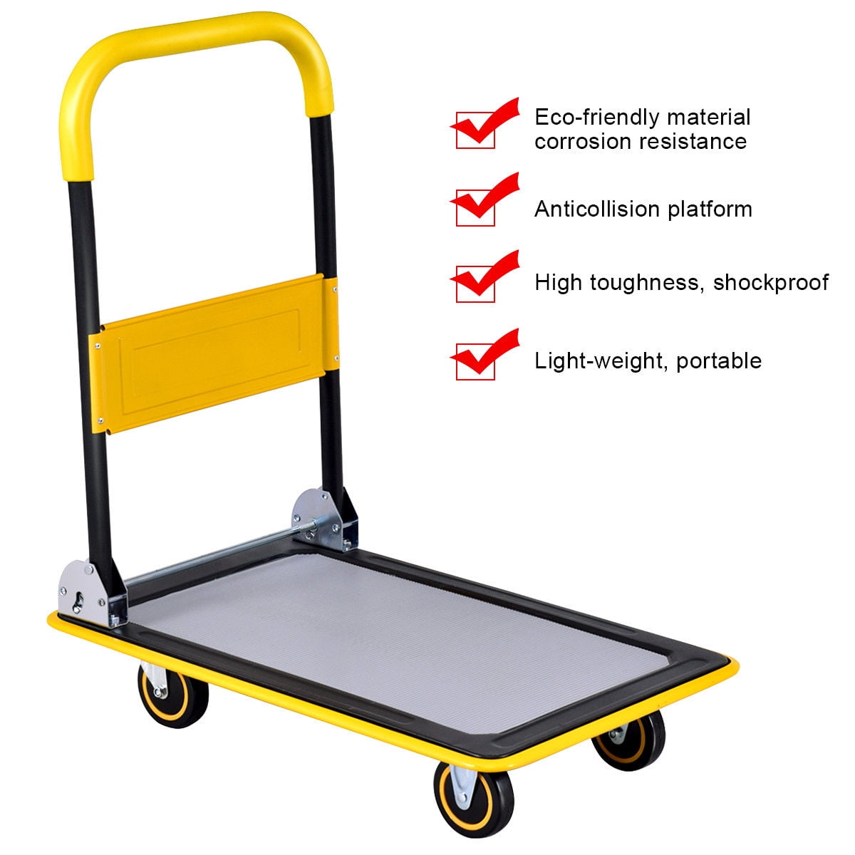 Costway Folding Platform Cart Push Hand Truck (Black, 330 lb Capacity) llzqa