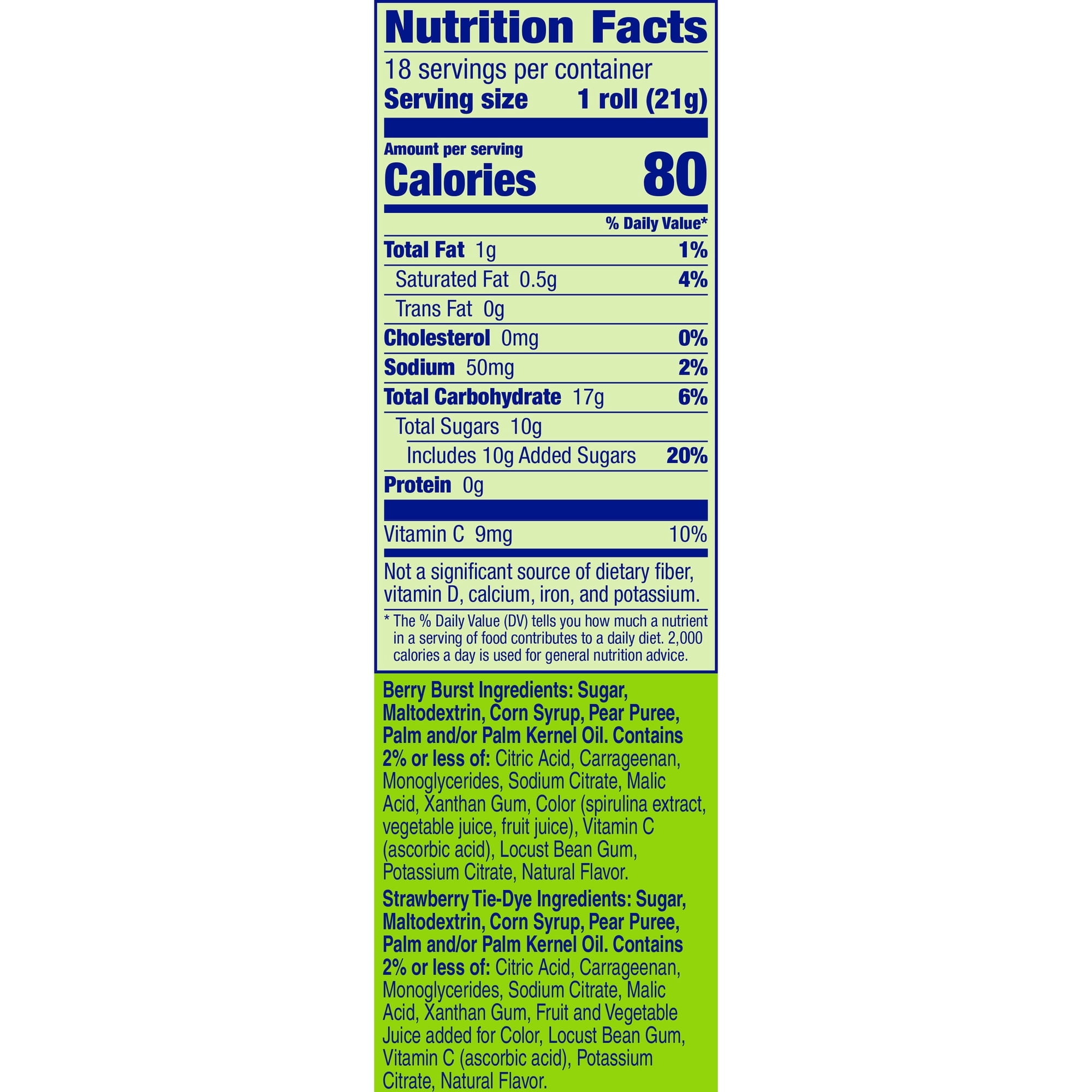 Fruit by the Foot Fruit Flavored Snacks, Gluten Free Chewy Fruit Strips, Berry Burst and Strawberry Tie-Dye (18 Ct, 13.5 oz) 09056