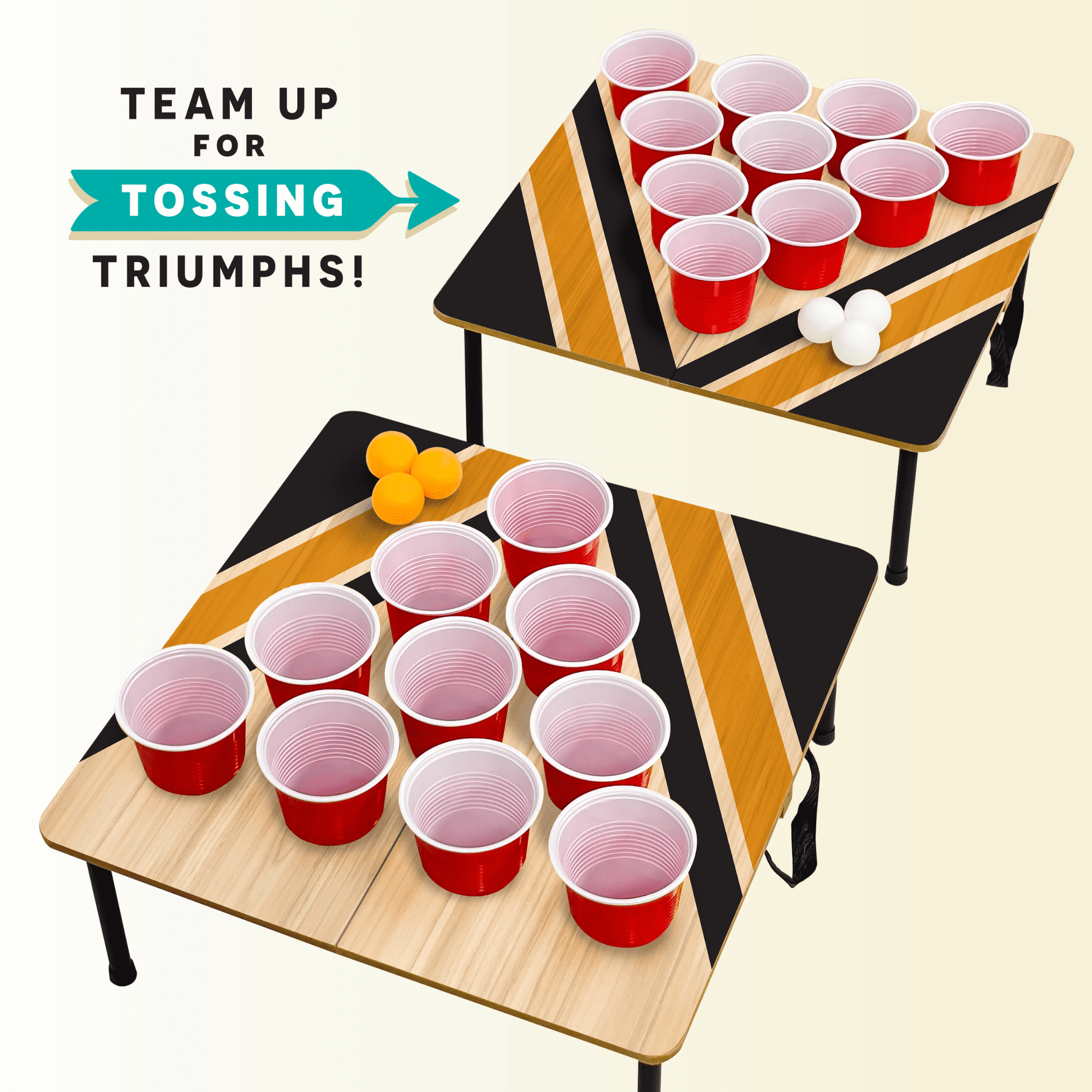 MinnARK Portable Cup Pong Outdoor Toss Game Set (2 Foldable Boards, 10 Cups, 6 Balls) trzmo