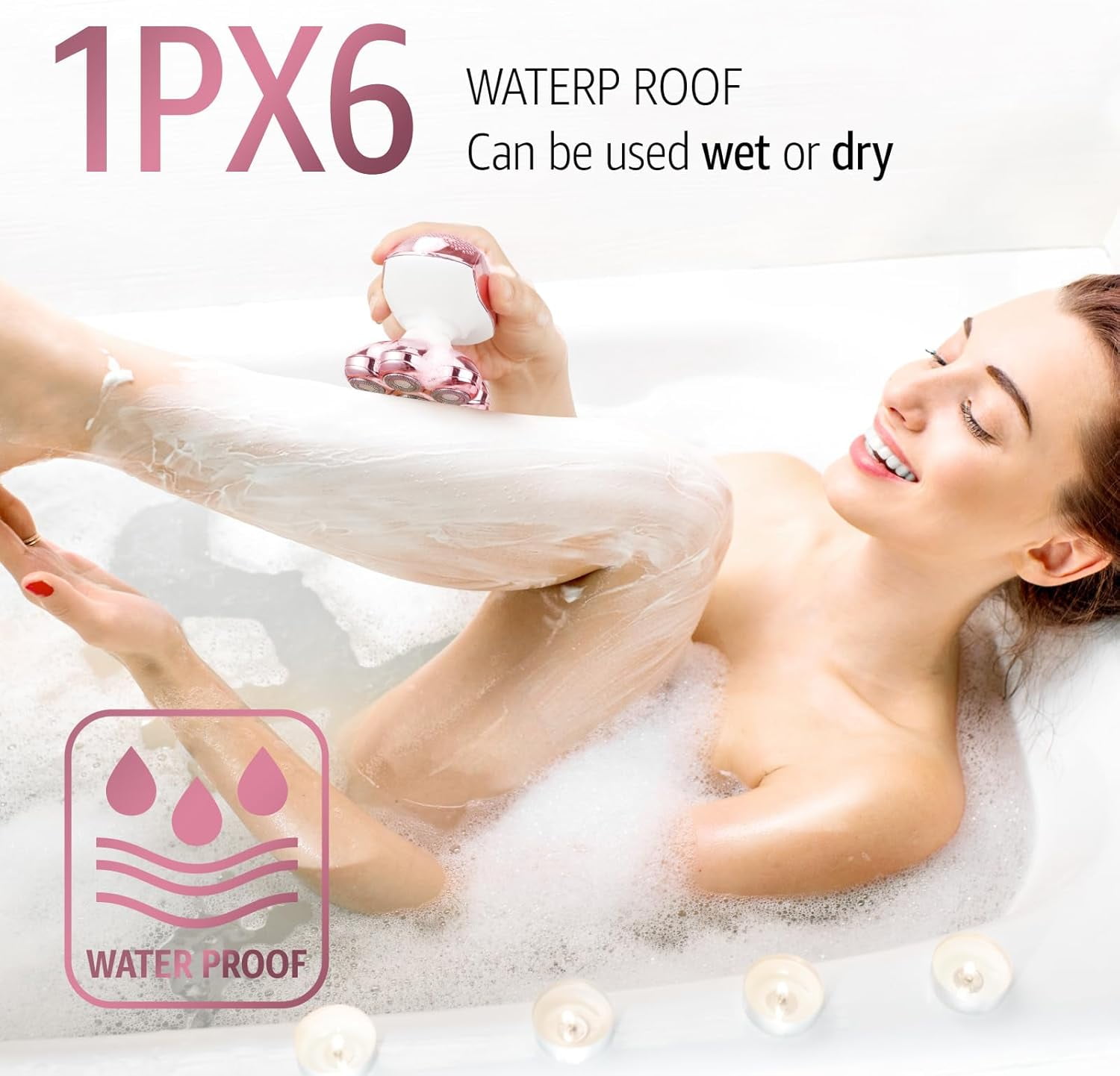 Skdwakiz 5-in-1 Electric Shaver for Women, Cordless 7D Rotary Razor for Legs and Bikini (Pink) sa9nm