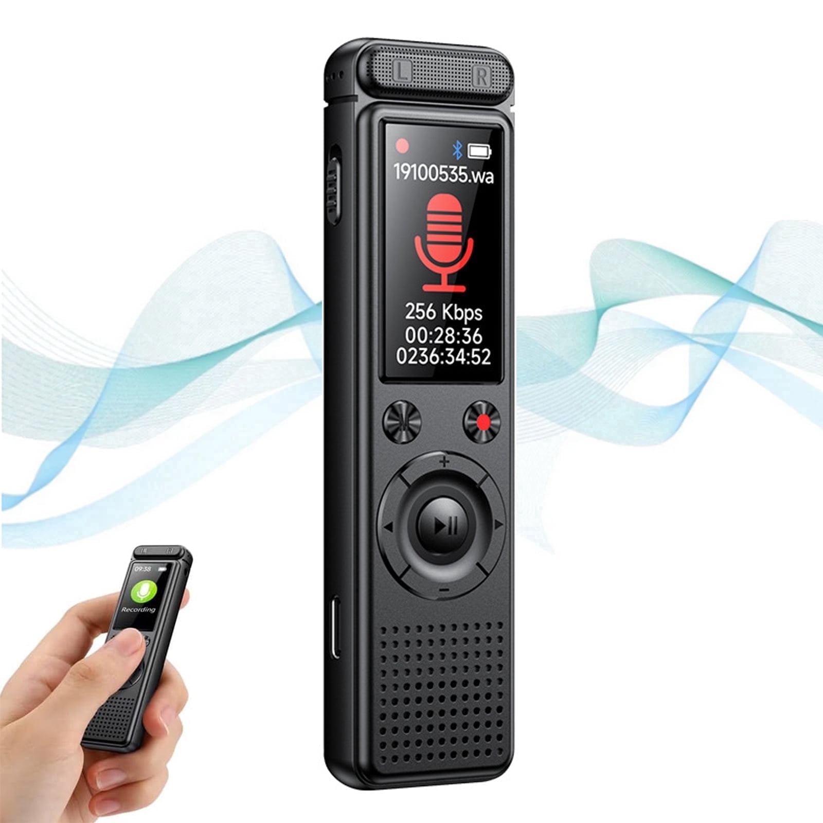 Samovi Digital Voice Recorder, 32GB Voice Activated Audio Recording Device with MP3 Player and Noise Reduction (Black, 32GB) t3mtj