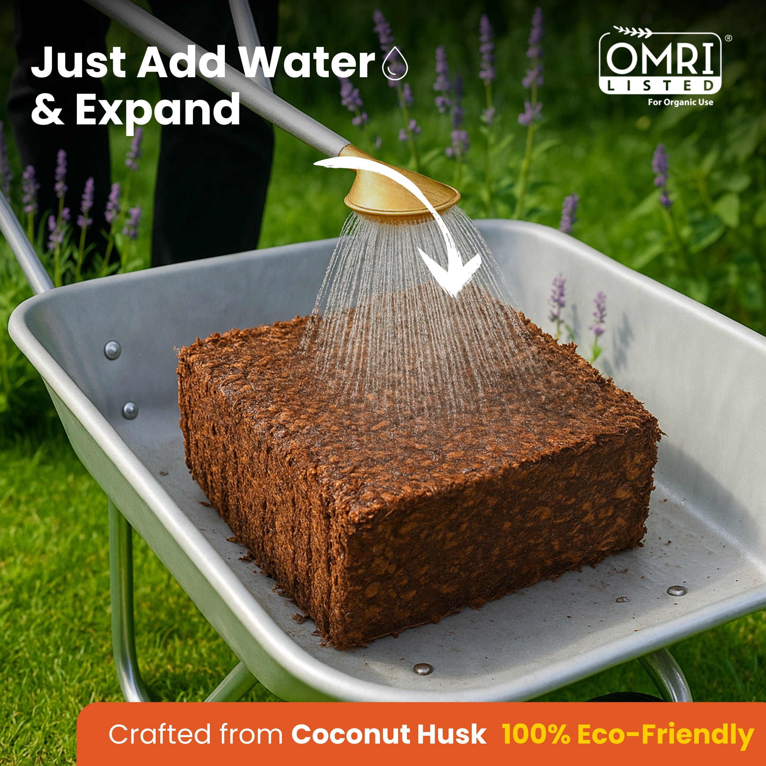 Gro-Med Coconut Coir Husk Chips Block, Organic Soil Amendment and Potting Mix (10 lb, 2.5 cu ft) gkk1q