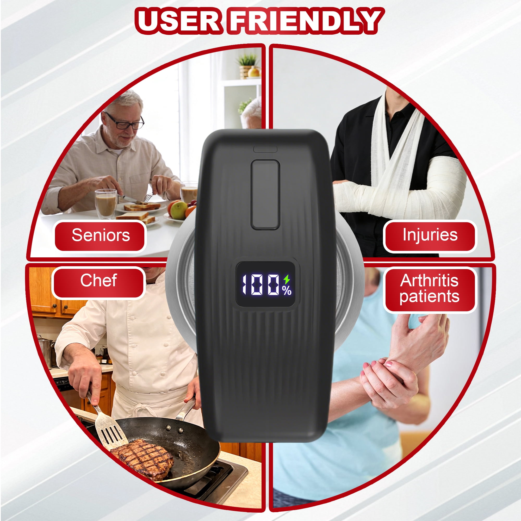 Casualife Electric Kitchen Opener, USB Rechargeable Automatic Hands-Free Tool (Black, 1 Unit) yigq7