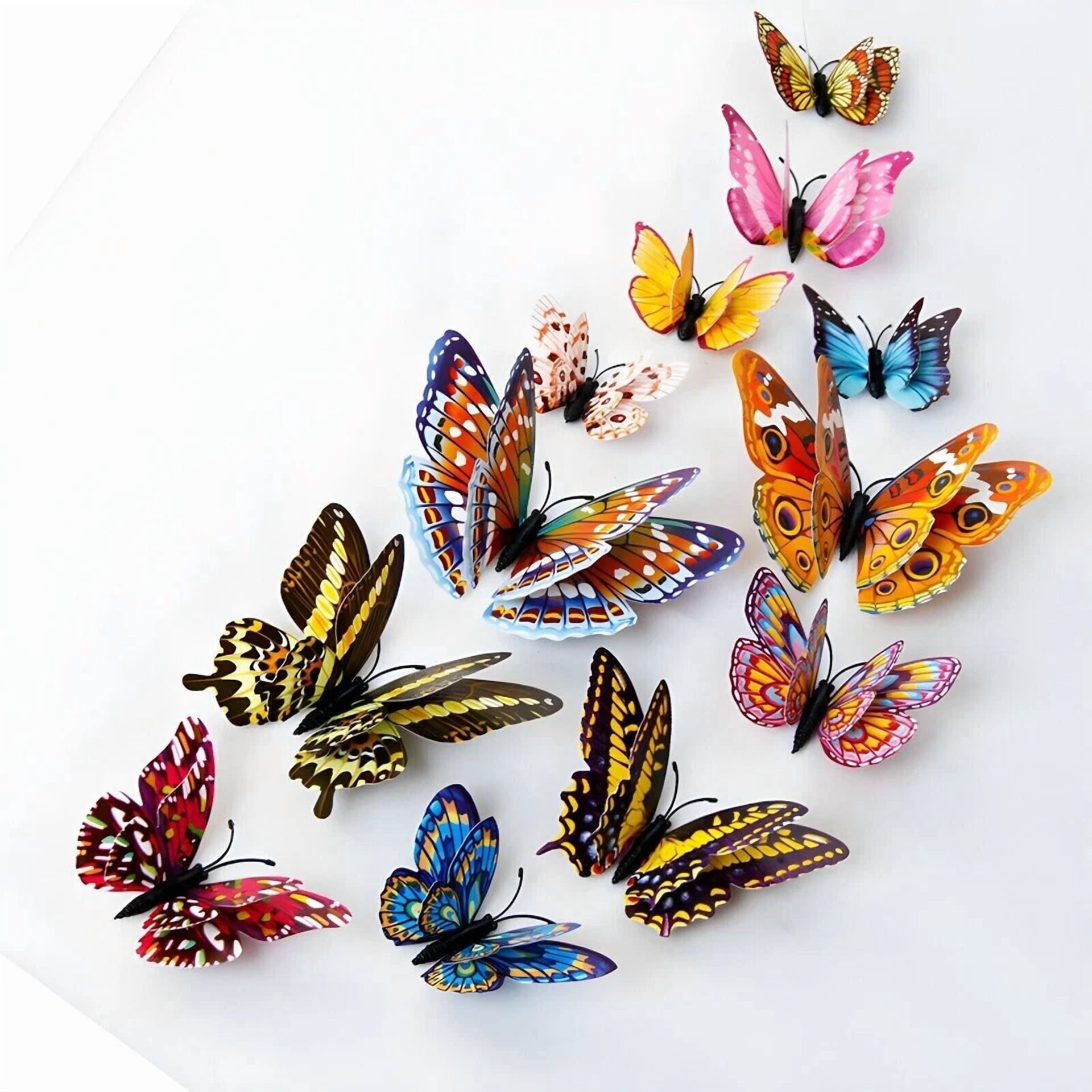 FLINT 3D Butterfly Wall Stickers Removable PVC Decals for Home Decor (12 Pack) 9dd3y