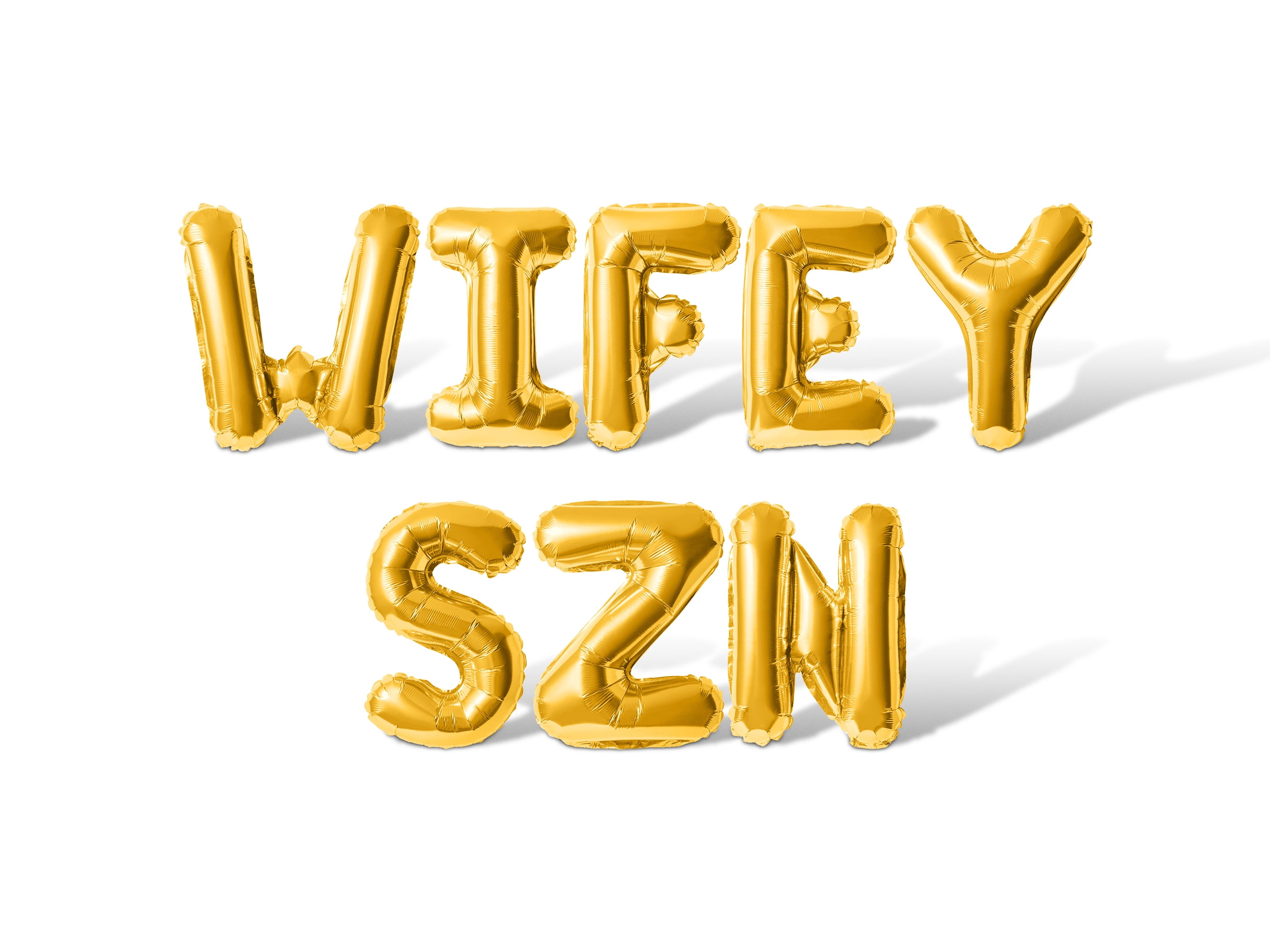 Floating Away Balloon Company WIFEY SZN Letter Balloons Foil Mylar Party Banner (Gold, 16 in) 2389q