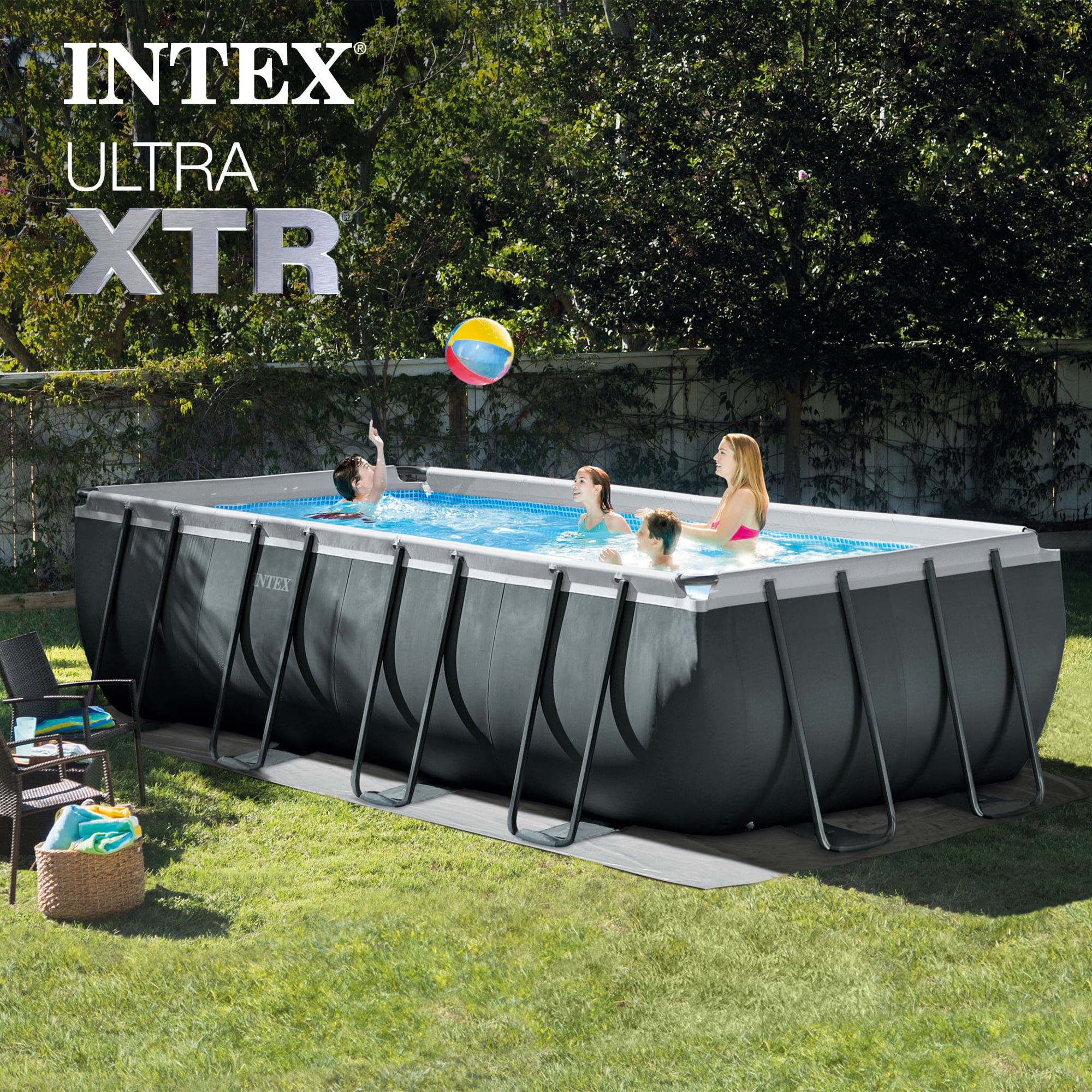Intex Ultra XTR Rectangular Frame Swimming Pool Kit with Protective Canopy (Beige, 18 ft x 9 ft x 52 in) 5to6q