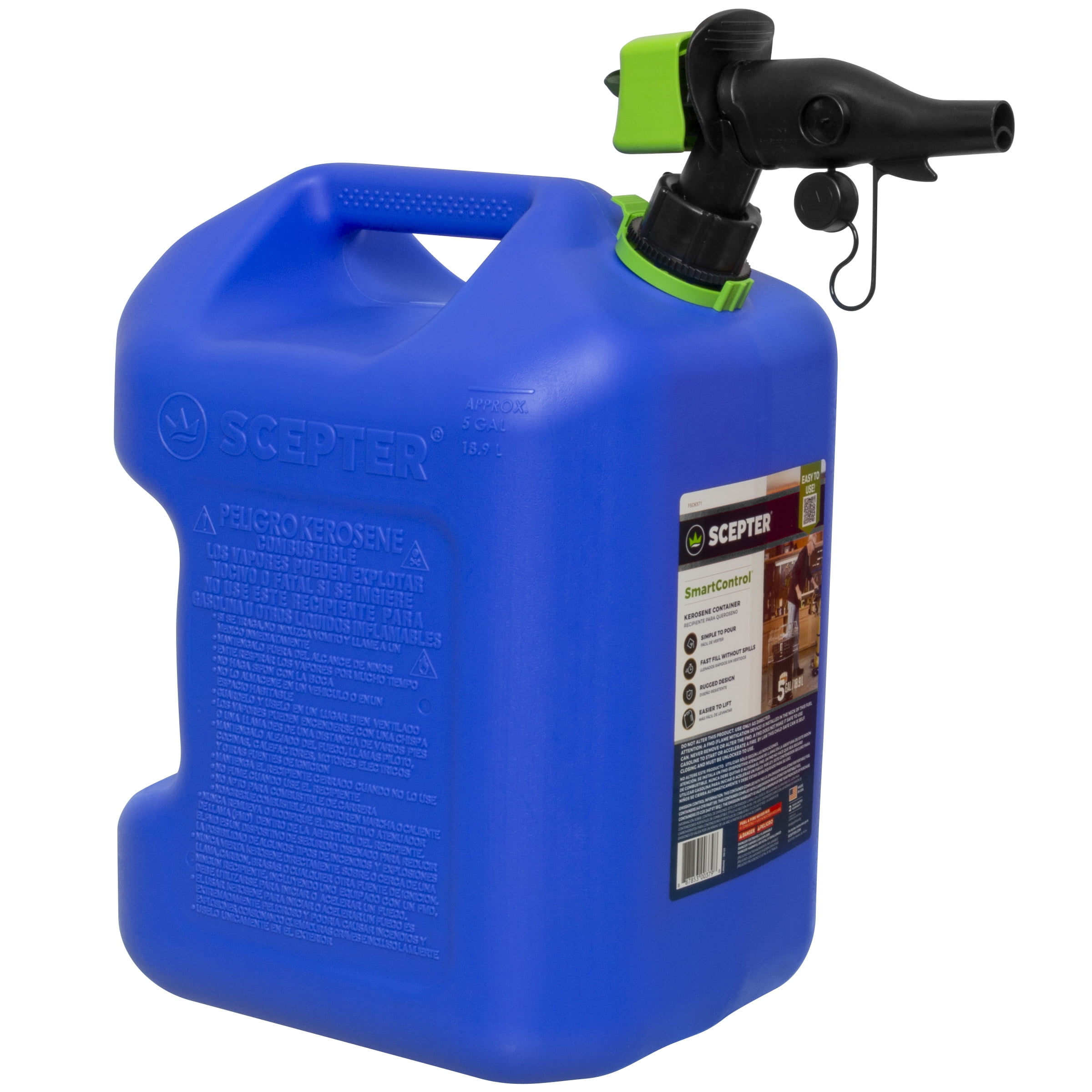 Scepter SmartControl Kerosene Fuel Container with Dual Handle (Blue, 5 gal) s5bya