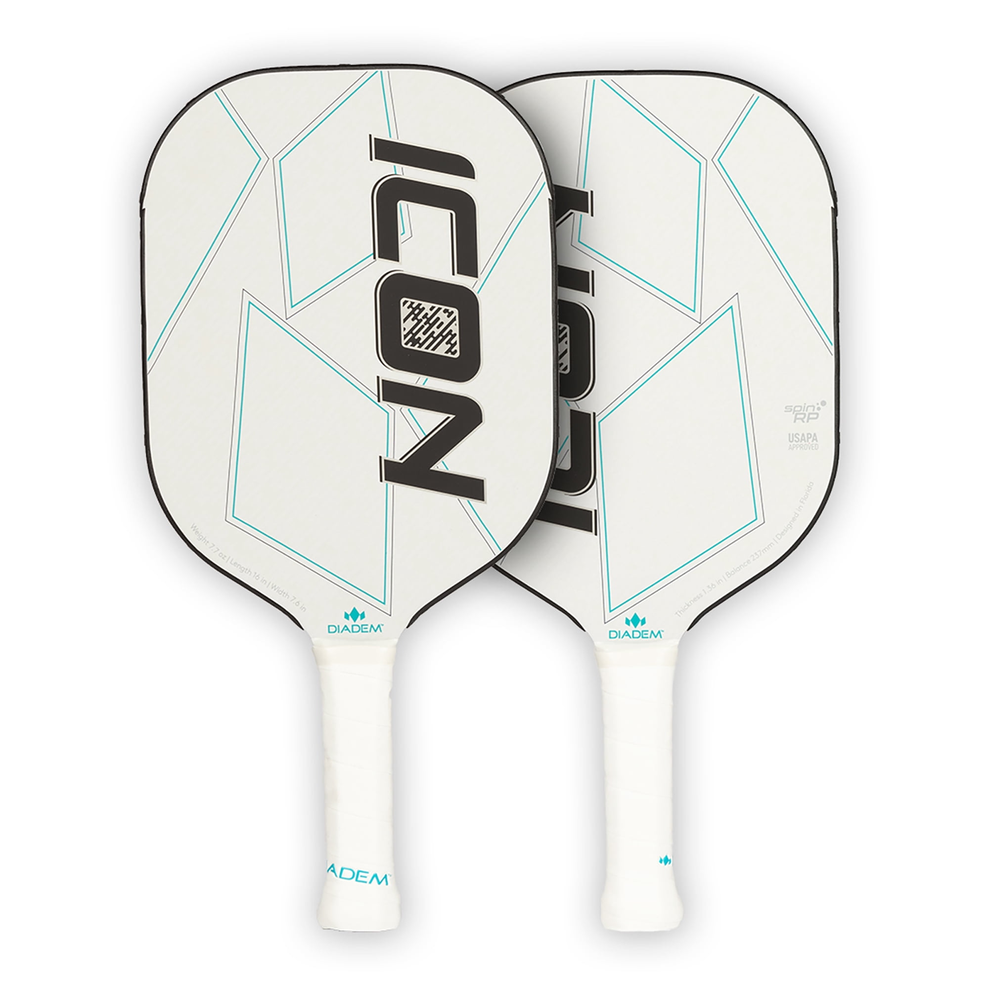 Diadem Sports Icon Pickleball Paddle, Midweight Carbon Fiber (White, 8 oz) zdp9h