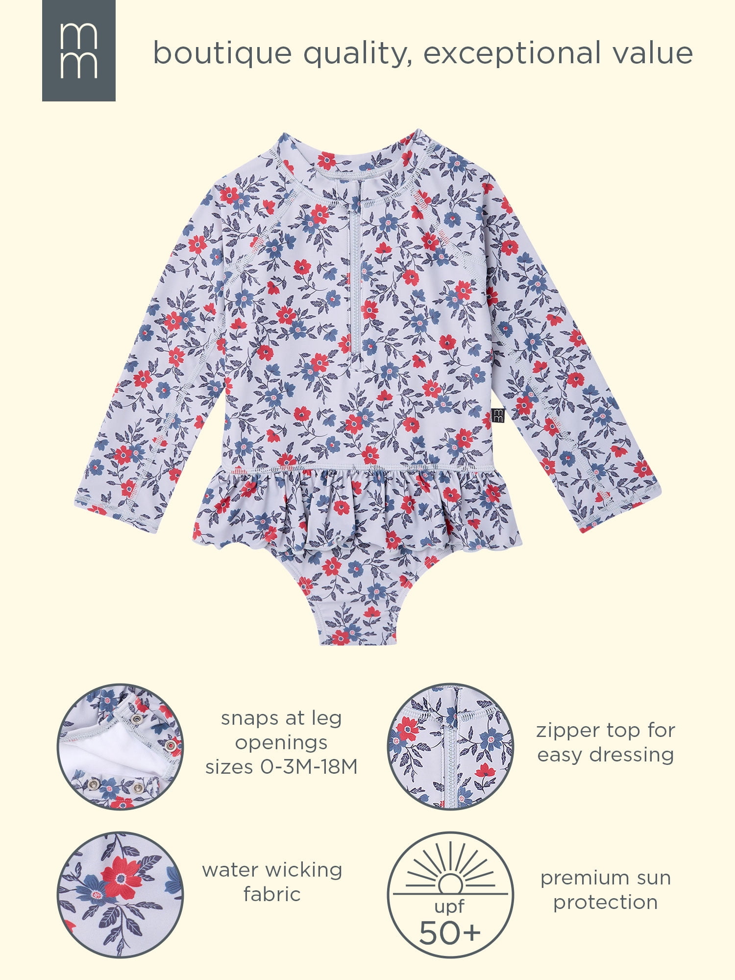 Modern Moments by Gerber Baby and Toddler Girl Rashguard with Ruffles (Pink, 3M) 72yos