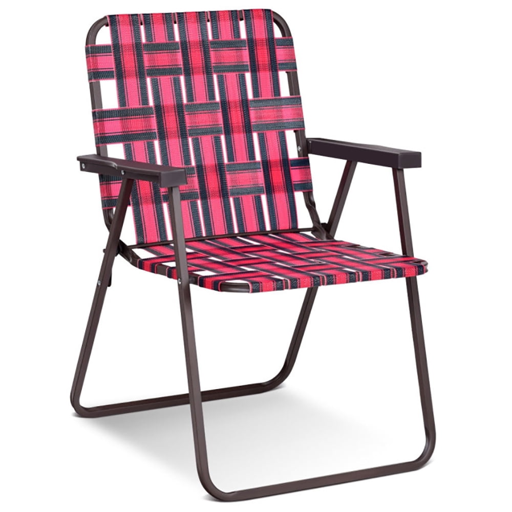 Canddidliike Folding Beach Chair Set, Heavy-Duty Outdoor Camping Lawn Chairs with Cup Holder (Red, 6 Pack) 9gwhl