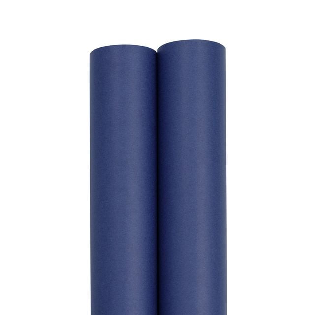 JAM Paper Matte Gift Wrapping Paper, Premium Smooth Finish, Presidential Blue (2 Rolls, 52.6 sq ft Total) z8116