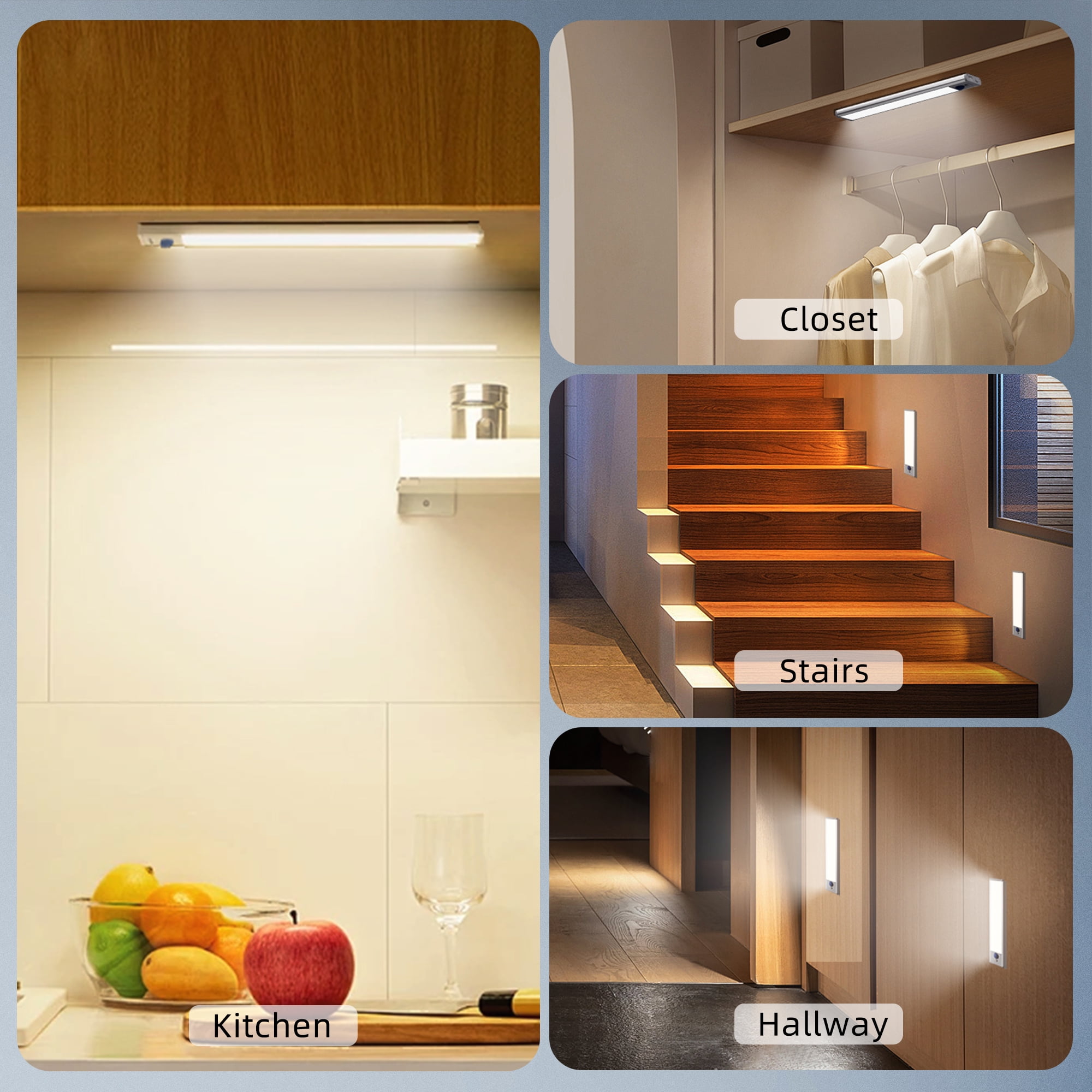 DAYBETTER LED Under Cabinet Lights, Motion Sensor Wireless Closet Lighting with Magnetic Strip (White, 2 Pack) giz9r