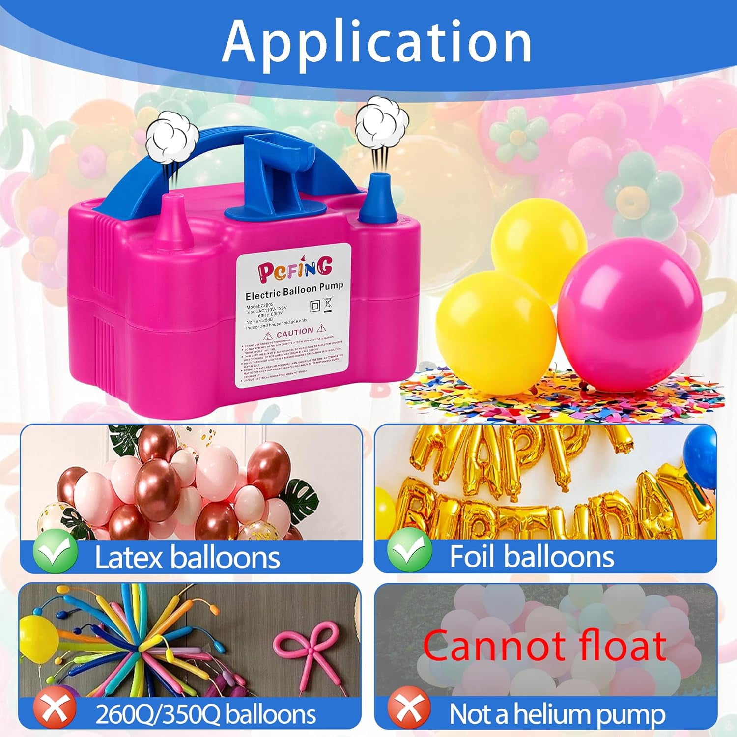 Generic Electric Balloon Pump Dual Nozzle Inflator with Tie Tool and Arch Kit (1 Unit) 2zjw1