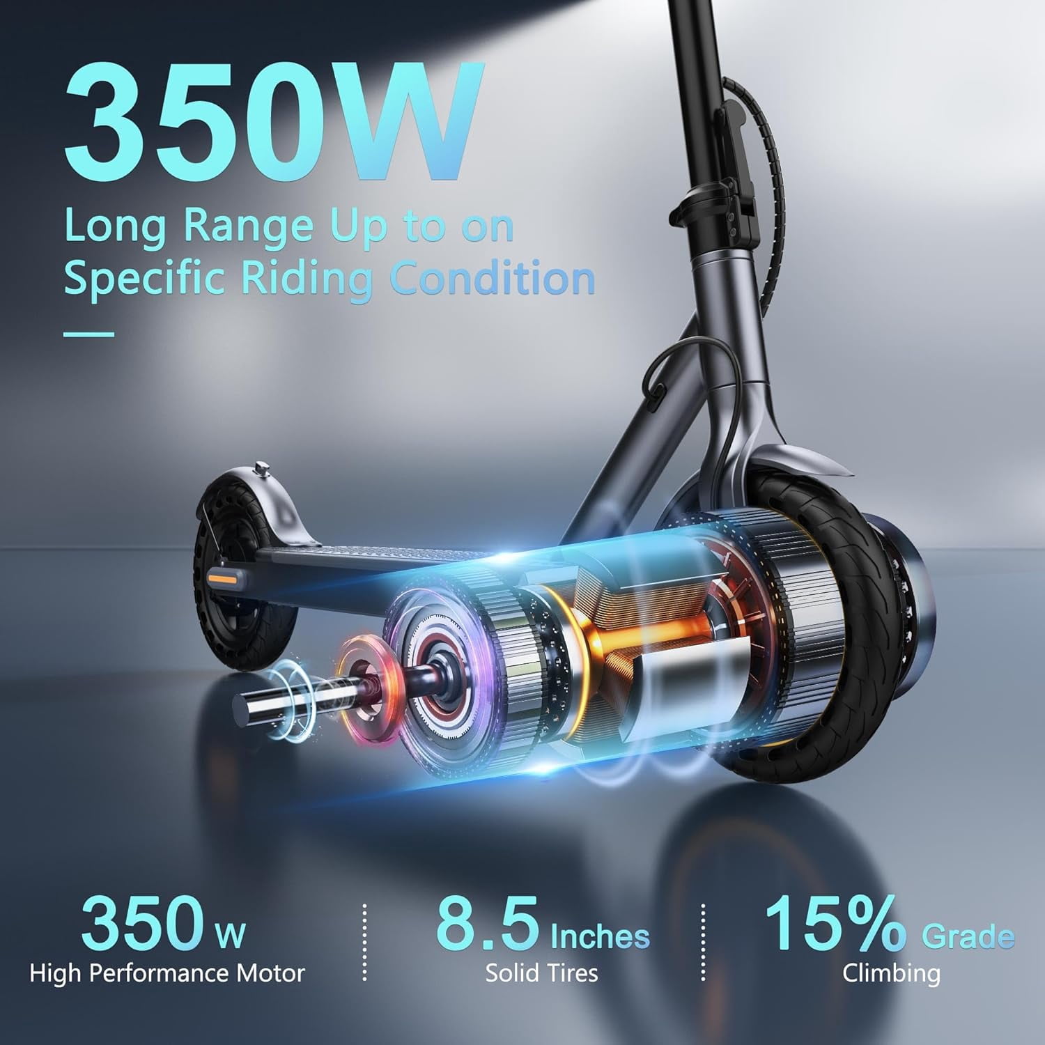 PORORO Foldable Electric Scooter for Adults, 350W Motor, 19 MPH Max Speed, Dual Braking System (Orange, 8.5 in Solid Tires) rgk00