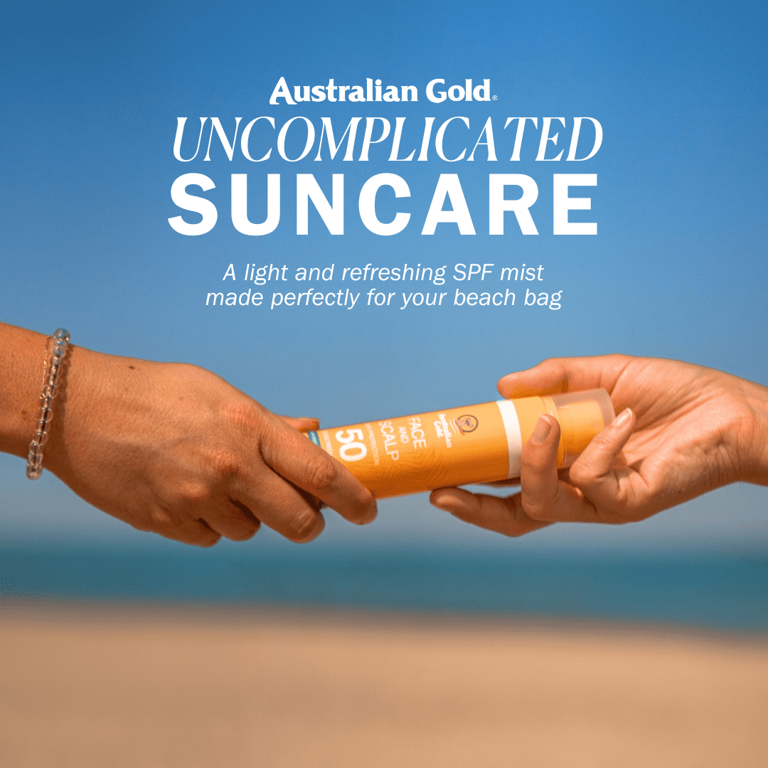 Australian Gold Face and Scalp Sunscreen Mist, Broad Spectrum SPF 50, Lightweight & Non-Greasy (Gold, 3.4 fl oz) xbntl