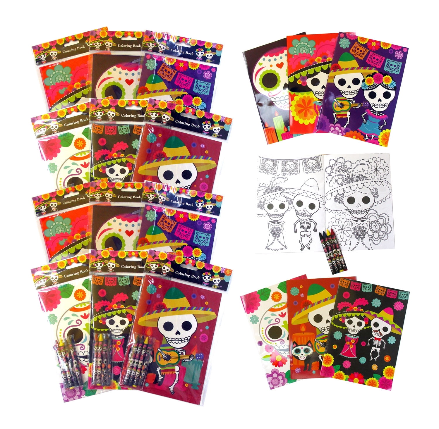 Tinymills Day of the Dead Coloring Book Party Favors Set (12 Pack, 9 in x 7 in) 6auj8