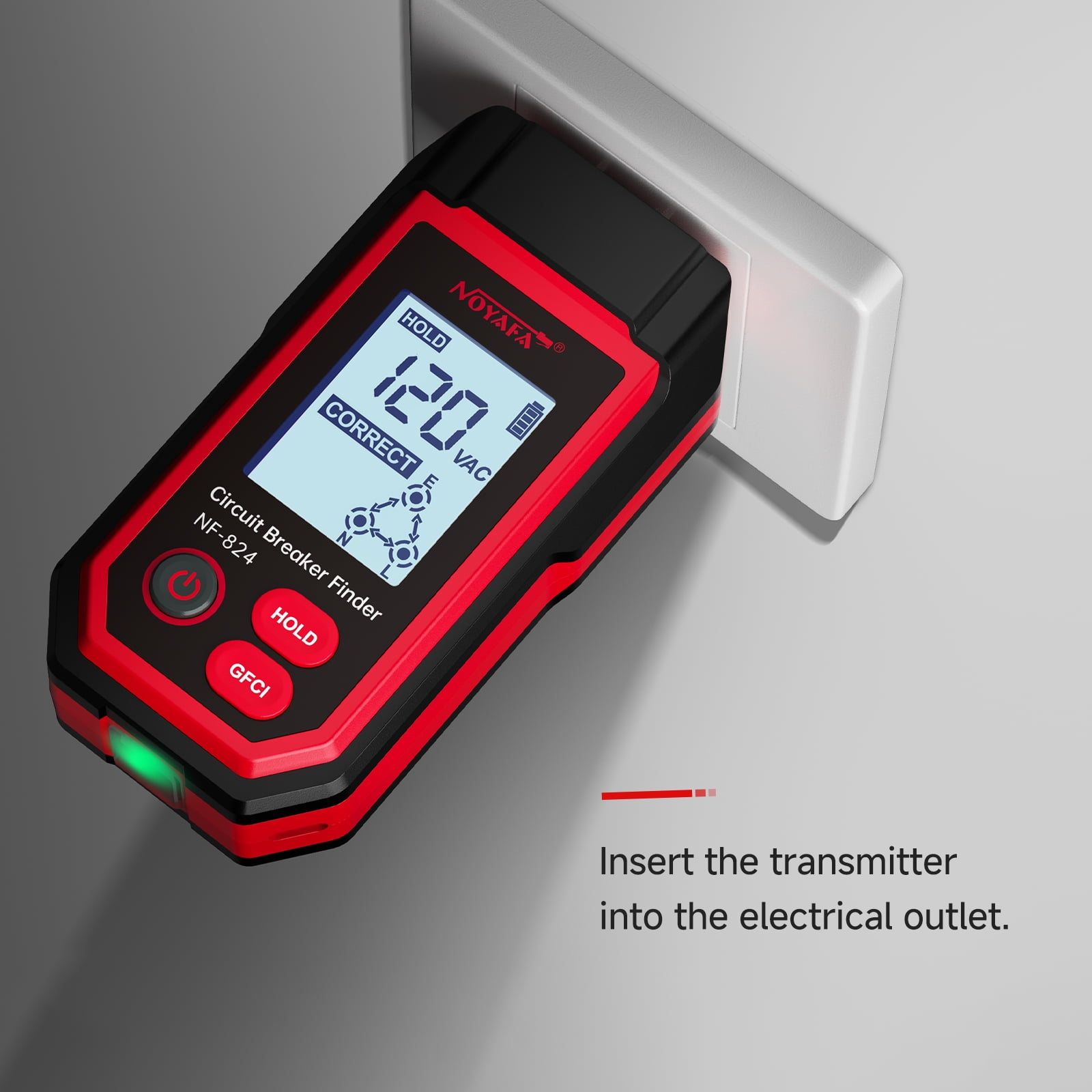 NOYAFA NF-824 Circuit Breaker Finder and GFCI Outlet Tester (Red, 1 Kit) y8olu