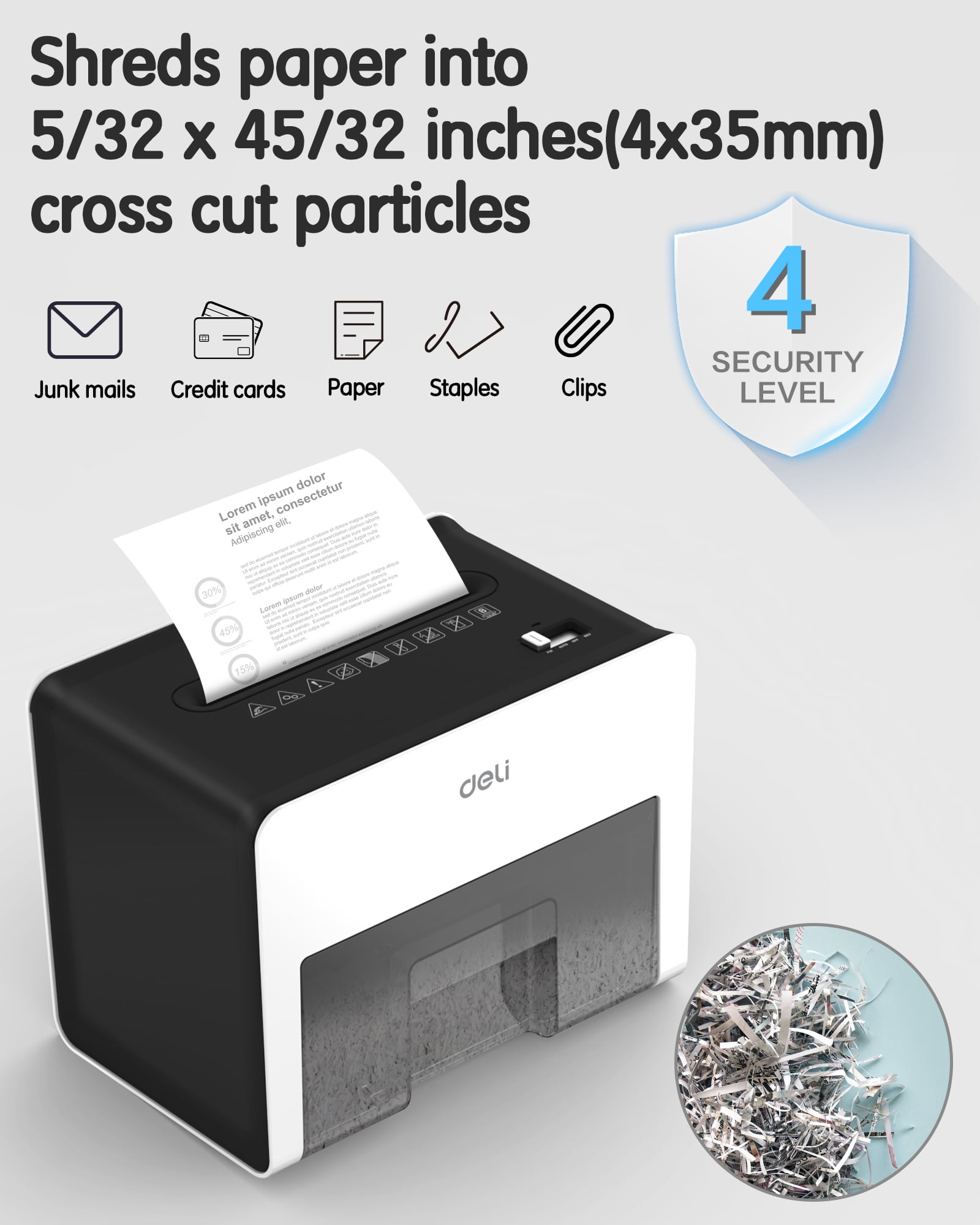 Deli 8-Sheet Crosscut Paper Shredder for Home Office, Compact Desktop Security Shredder with 0.7 Gallon Bin (White, 9.8 x 7.6 x 6.5 in) wltmq