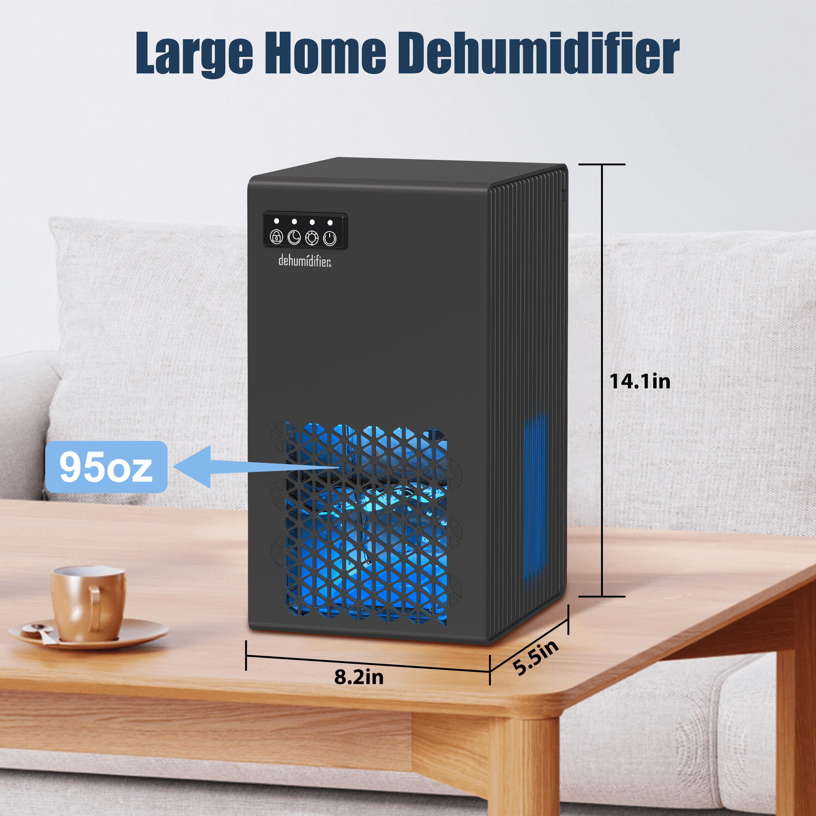Cobectal Electric Dehumidifier for Home, Quiet Operation with Auto Shut-Off and 7-Color LED Light (Black, 95 oz) c2jxo