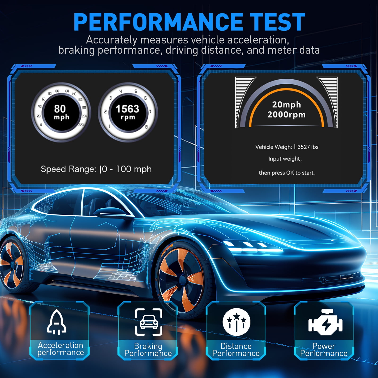 AVAPOW OBD2 Scanner Diagnostic Tool for Engine ABS SRS Transmission (Blue, 4.3 in Screen) 3isxr