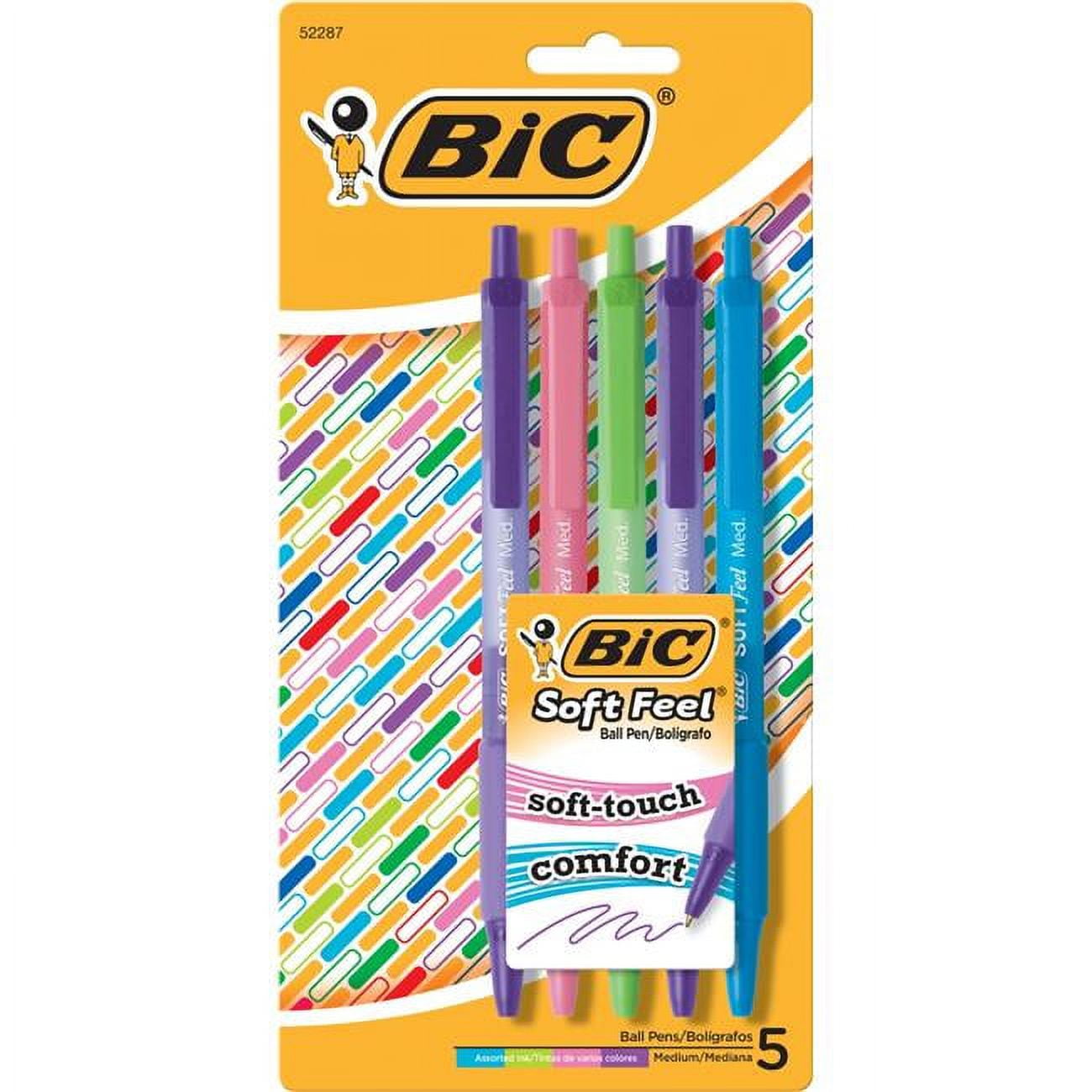 BIC Soft Feel Retractable Ballpoint Pen (Assorted Colors, 5 Pack) wn47o