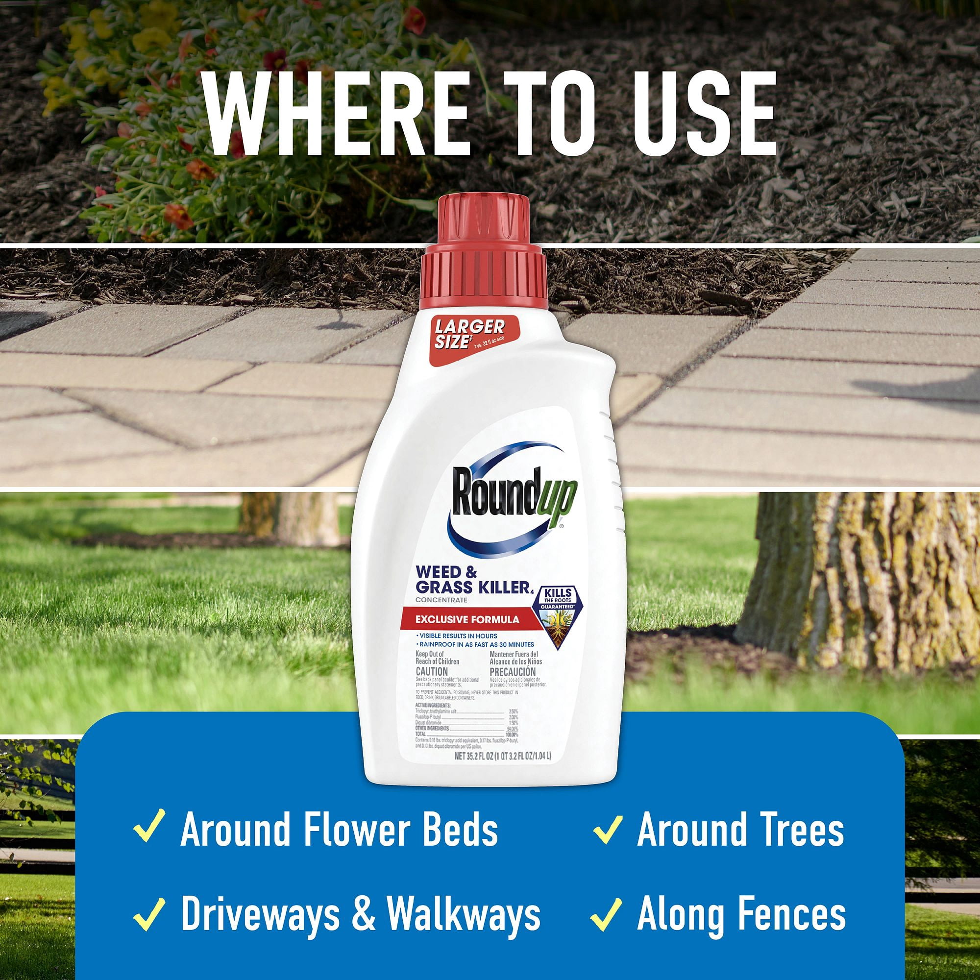 Roundup Weed & Grass Killer Concentrate, Fast-Acting Formula for Garden and Landscape Maintenance (35.2 fl oz) w5u0z