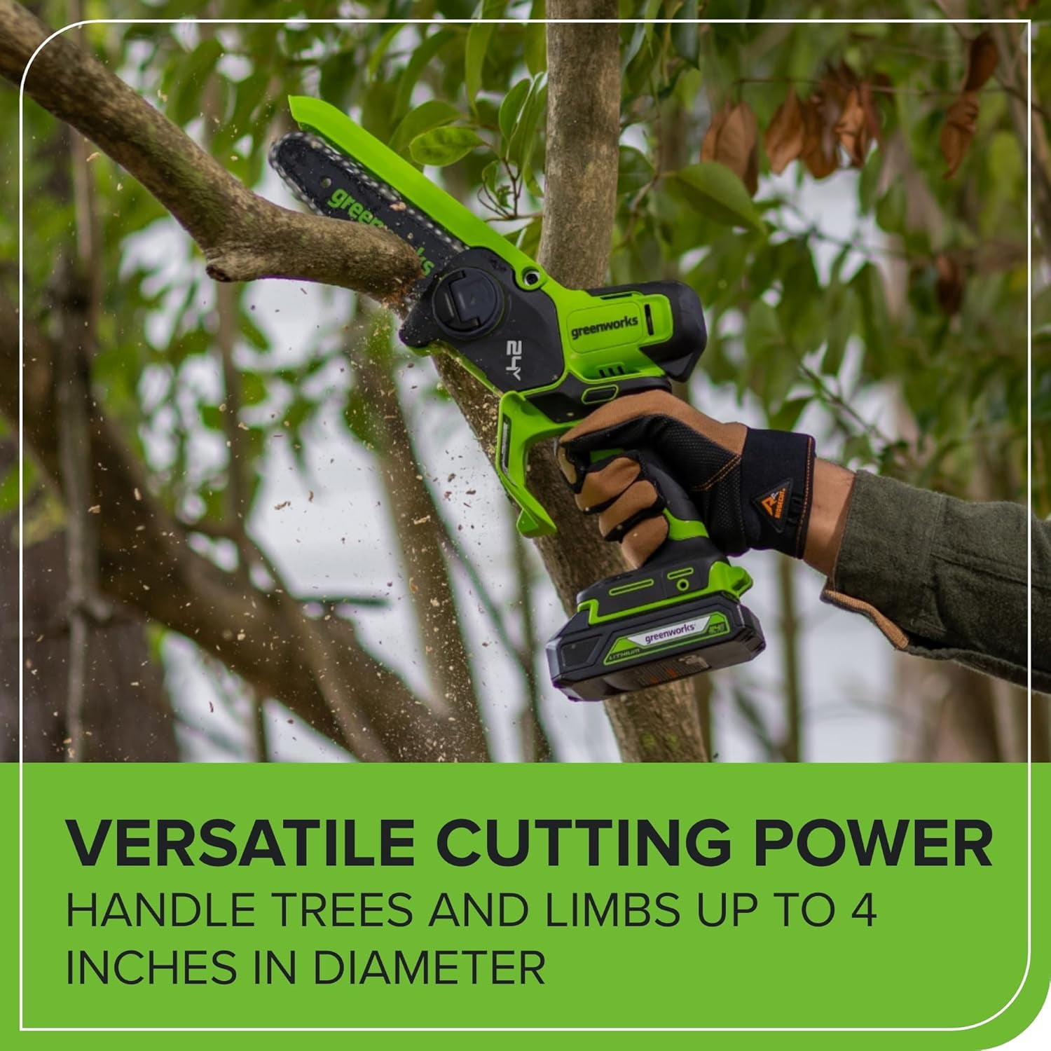 Greenworks 24V 6in Brushless Pruning Saw with Auto Oiler (Green, 2.0Ah Battery and Charger Kit) yeana