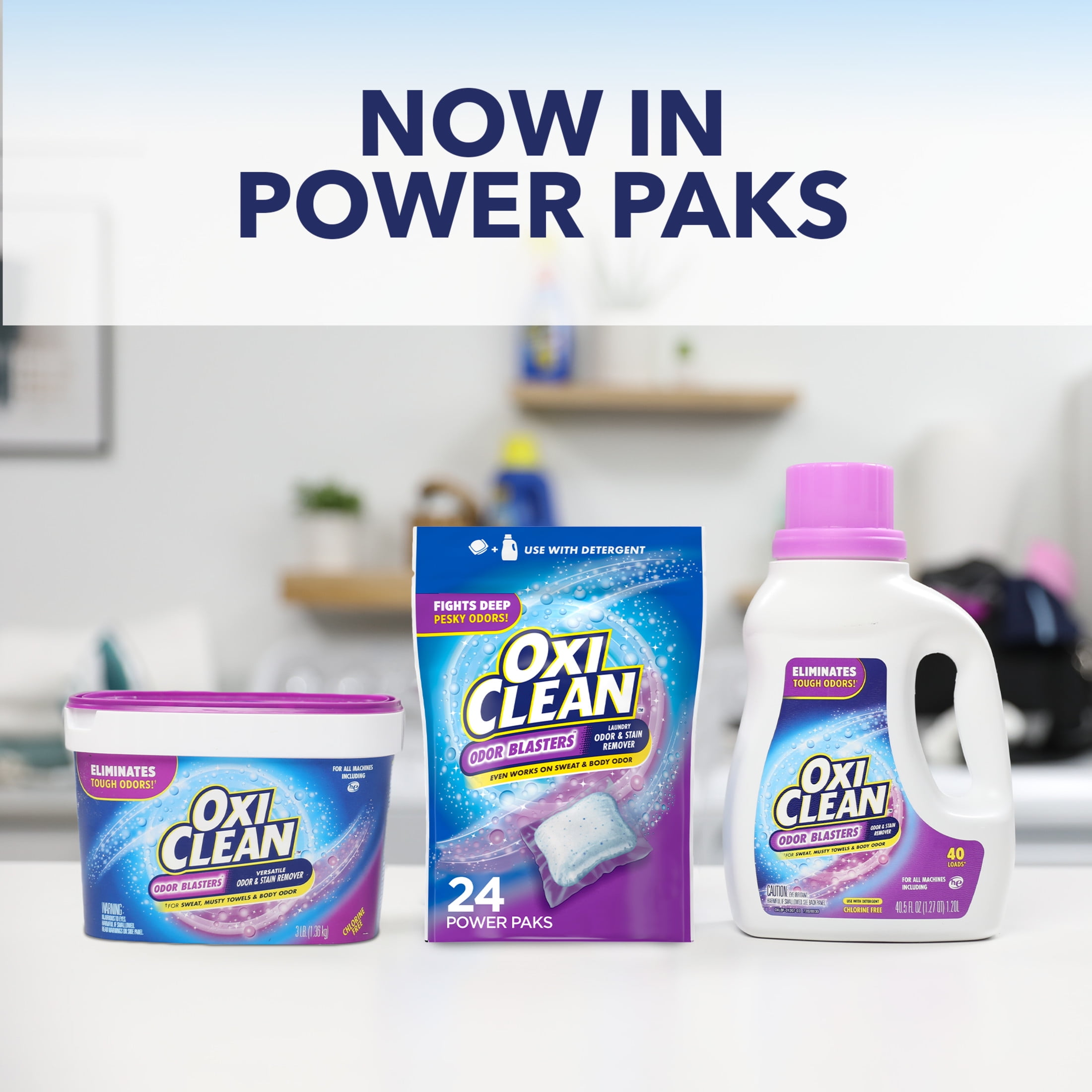 OxiClean Odor Blasters Laundry Stain Remover and Odor Eliminator Power Paks (24 Count) 3xn2p