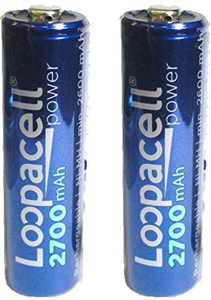 Loopacell AA Ni-MH Rechargeable Batteries High-Capacity Long-Lasting Power (2 Pack) hvro7