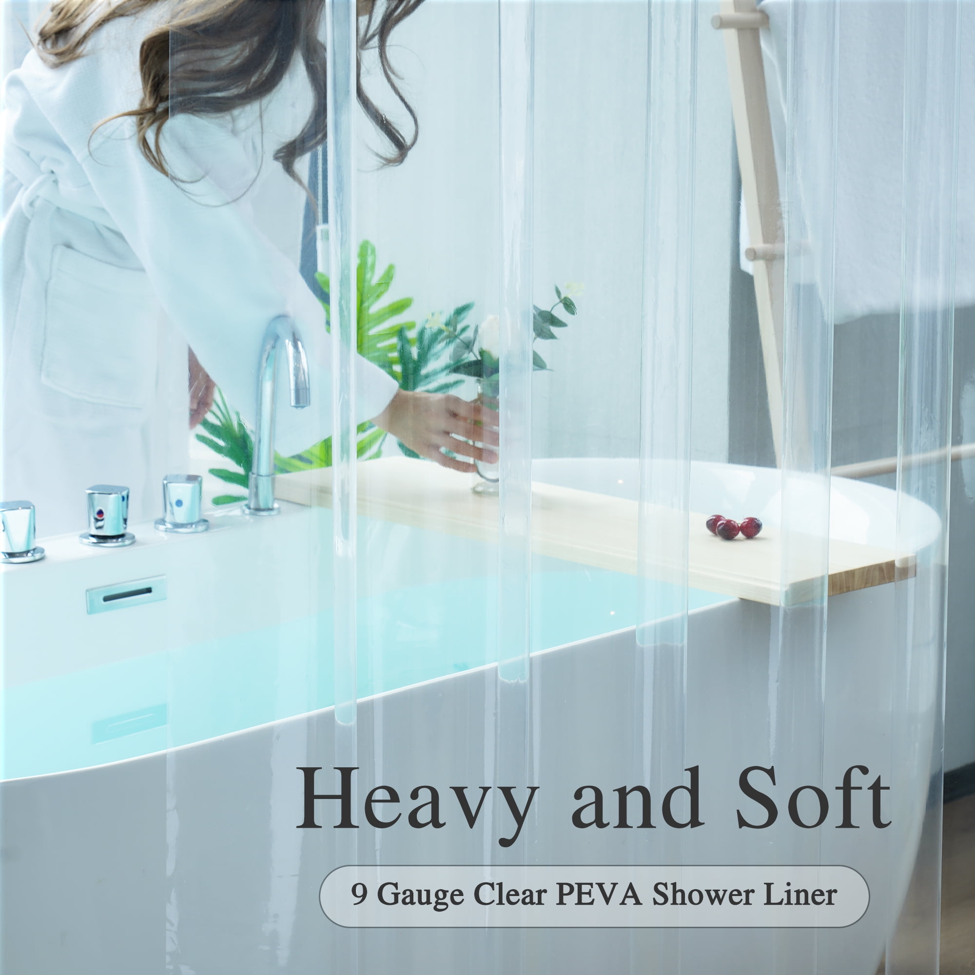 Inosoo Extra Long Shower Curtain Liner, Heavy Duty Waterproof PEVA Plastic with Magnets (Clear, 72 in x 78 in) 5ii2k