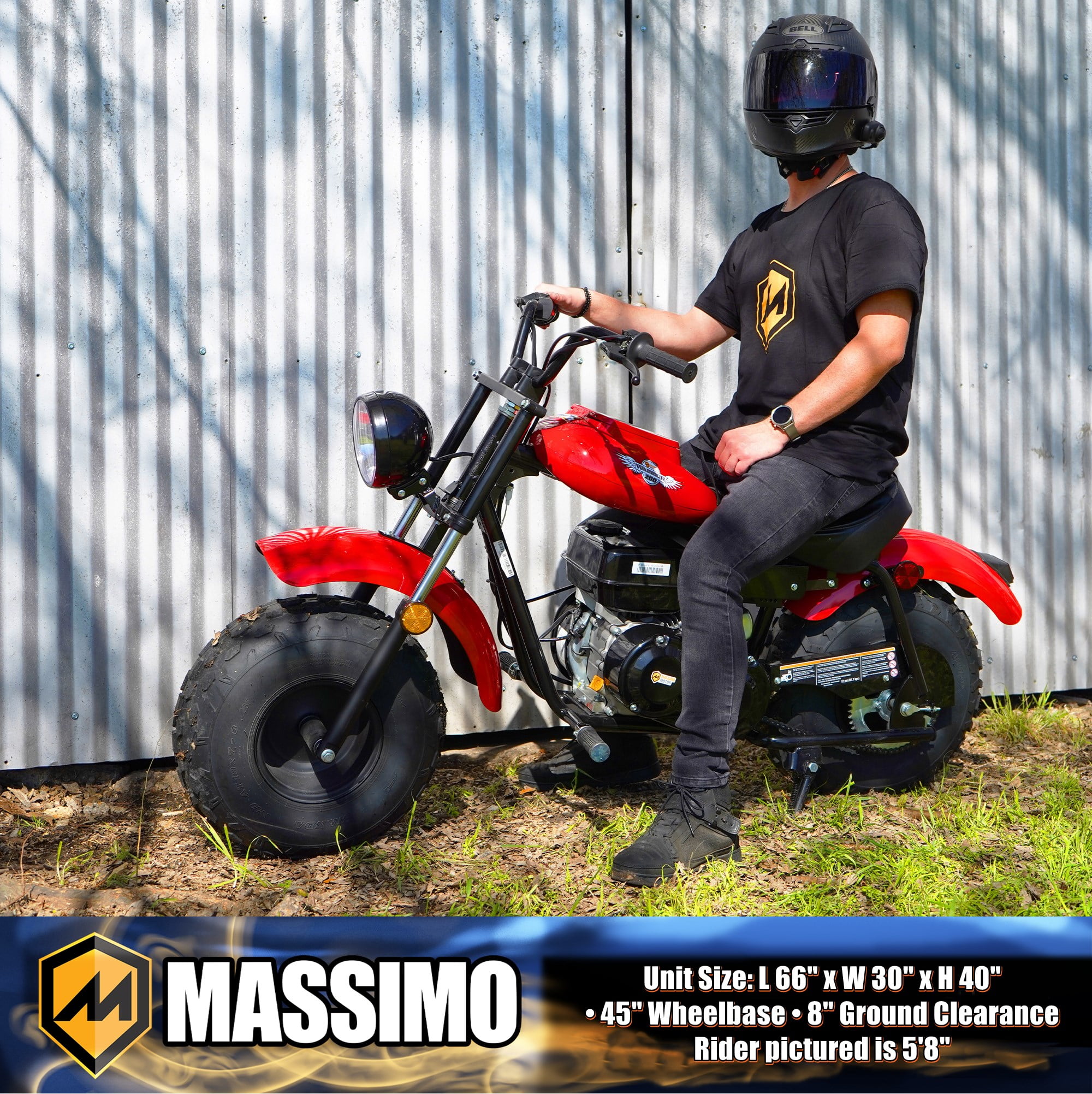 Massimo MB200 Minibike 196cc Gas Powered Off-Road Trail Bike (Red, 200 lb Capacity) wx2zh