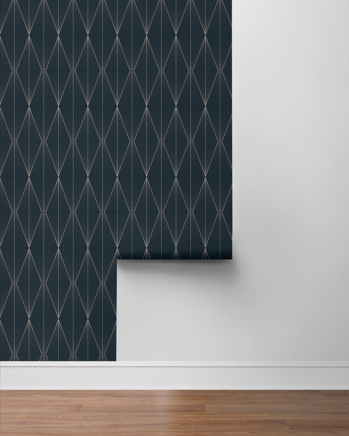 NextWall Geo Diamond Peel and Stick Wallpaper (Blue Denim and Pewter, 20.9 in. W x 18 ft. L) 5414i