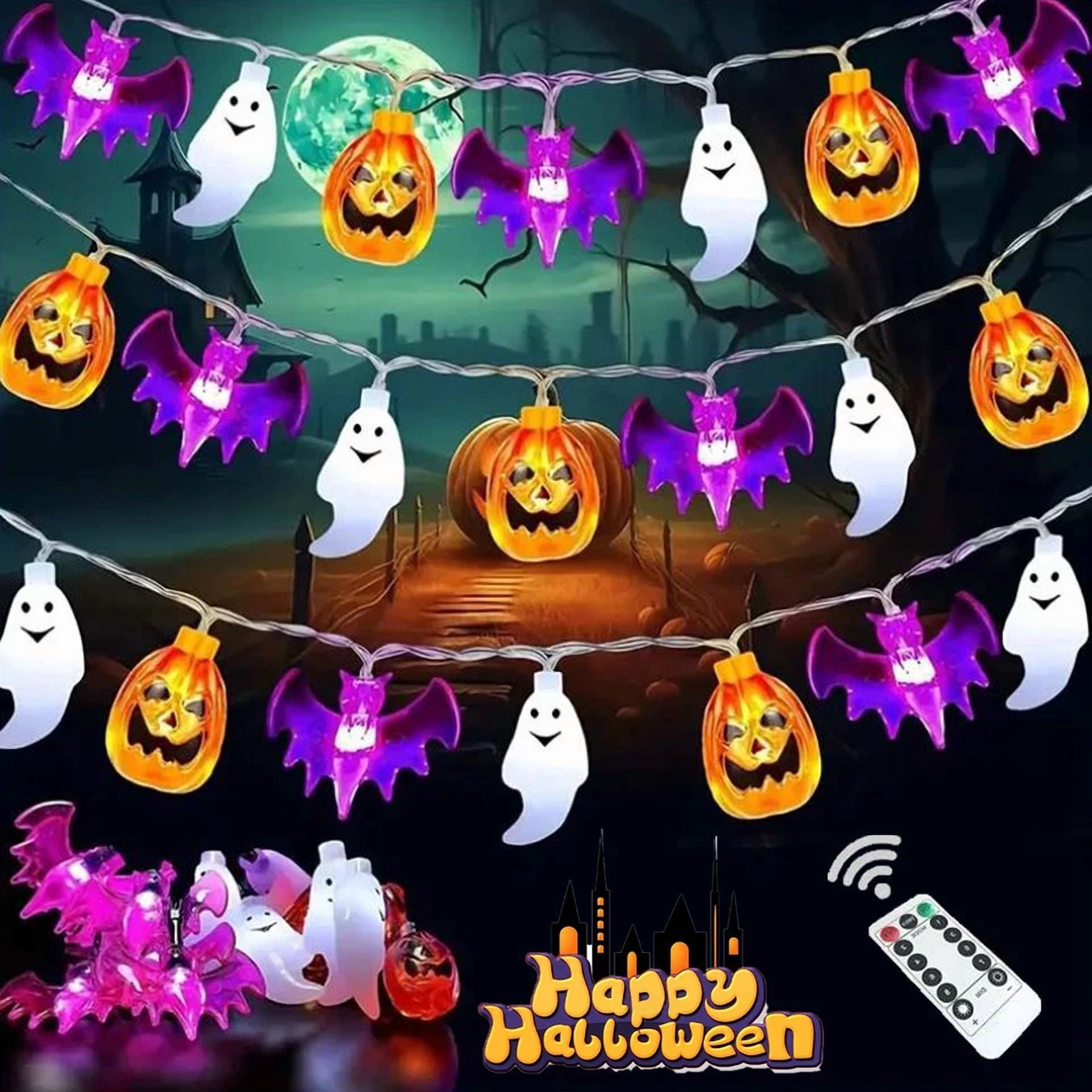 KLYNE Halloween String Lights Pumpkin Ghost Lantern LED Party Decor (30 Lights, 15 ft) pn48h
