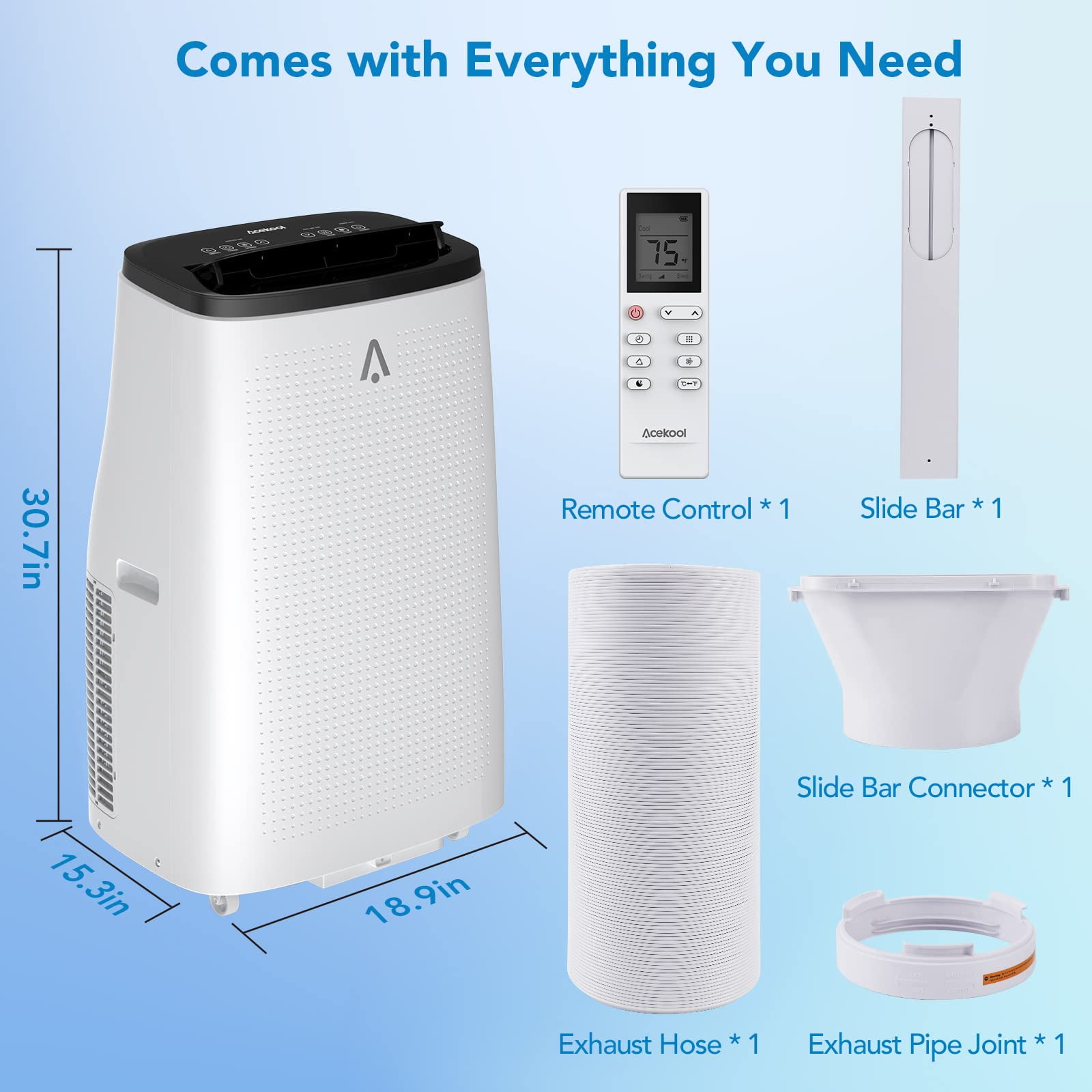 Amkui 15,000 BTU Portable Air Conditioner, 3-in-1 Dehumidifier and Fan, Cools Up to 850 Sq. Ft. (White) hy0l3