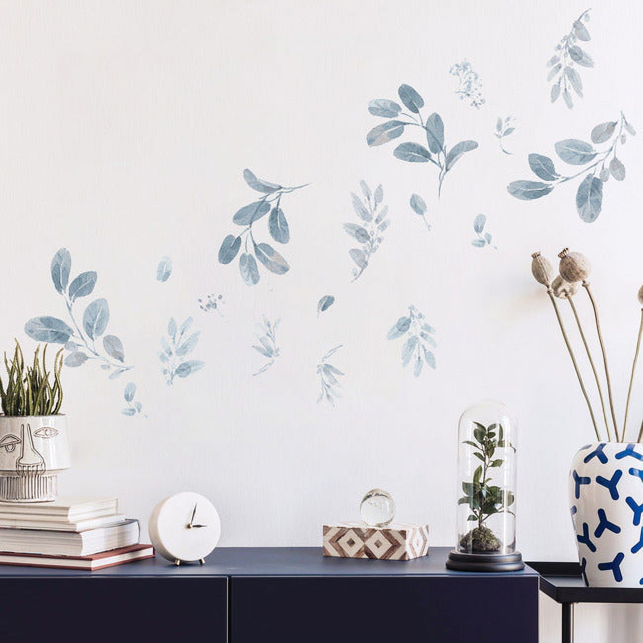 RoomMates Lisa Audit Dancing Leaves Peel And Stick Wall Decals (Blue, 48 Count) 3ozvw