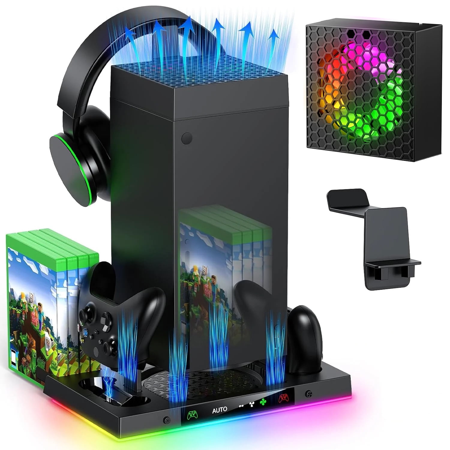 Prociv Xbox Series X Cooling Fan and Charging Station with RGB Lighting (Black, 1-Pack) rswkf