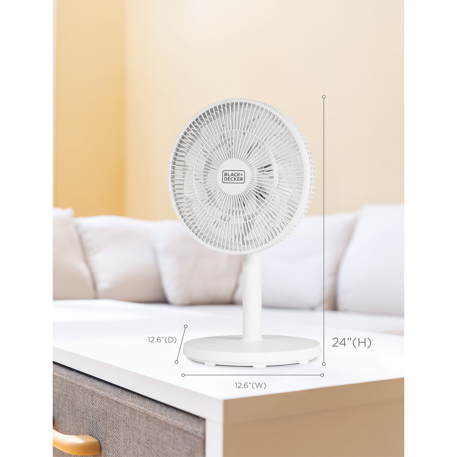 BLACK+DECKER 12-In. Oscillating Dual-Blade Table Fan with Remote (White, 12 in) cf5qh