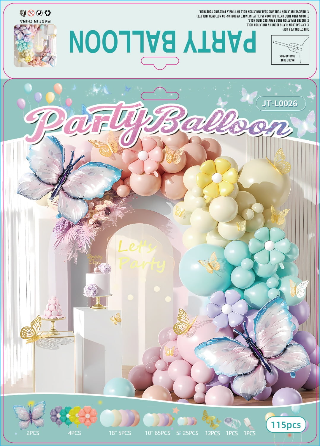 Mxdfafa Pastel Butterfly Flower Balloon Arch Kit, DIY Garland Decor Set for Birthday and Wedding (Pink, 115 Pieces) cmu9k