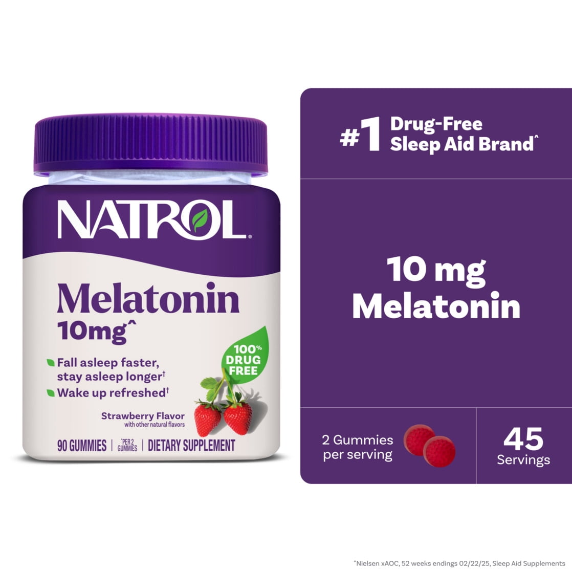 Natrol Melatonin Gummies Sleep Support Strawberry Flavor (90 Count) hjji3